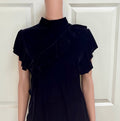 Black Velvet Ruffle Blouse