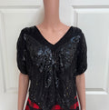 Vintage 70s Black Sequin Butterfly Shirt