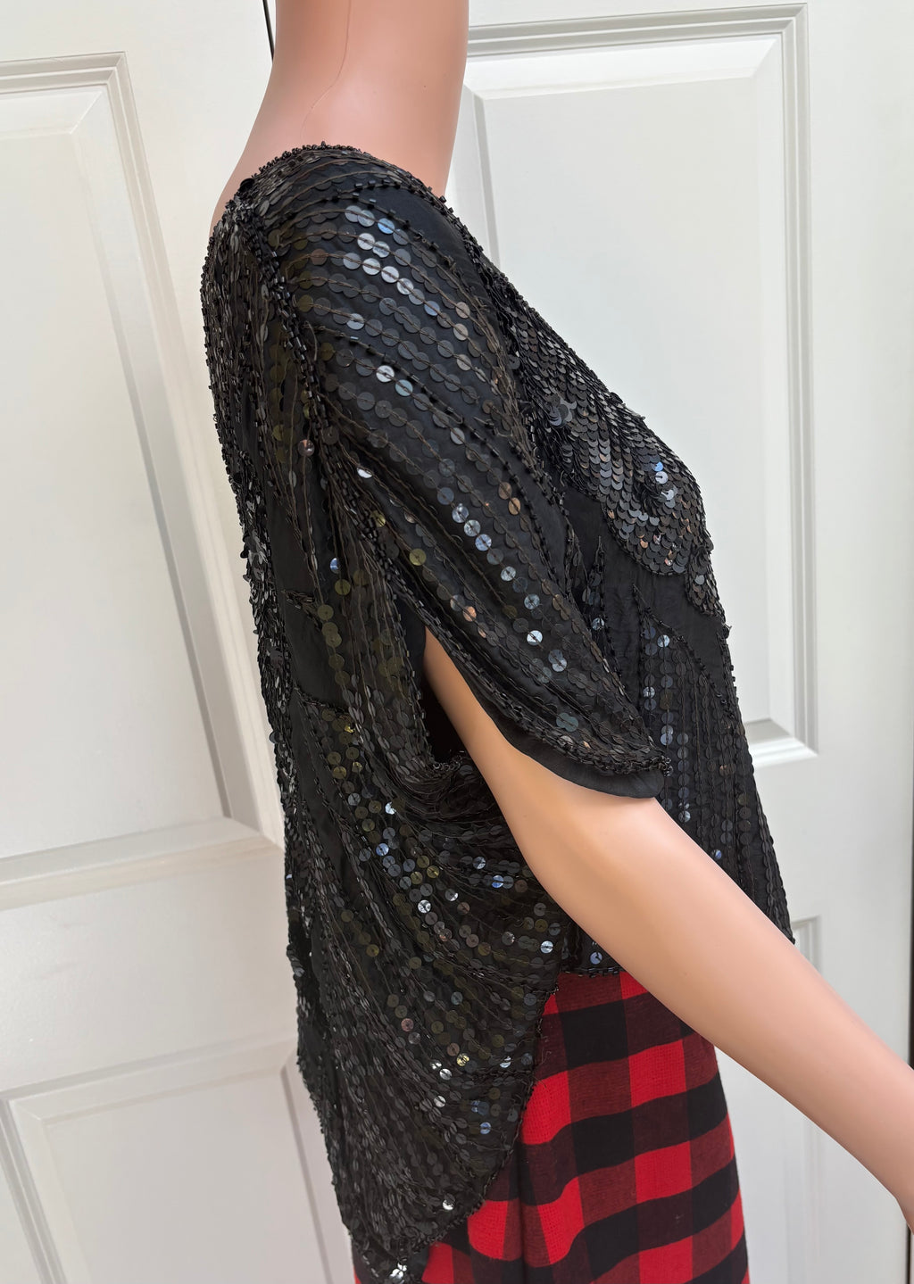 Vintage 70s Black Sequin Butterfly Shirt