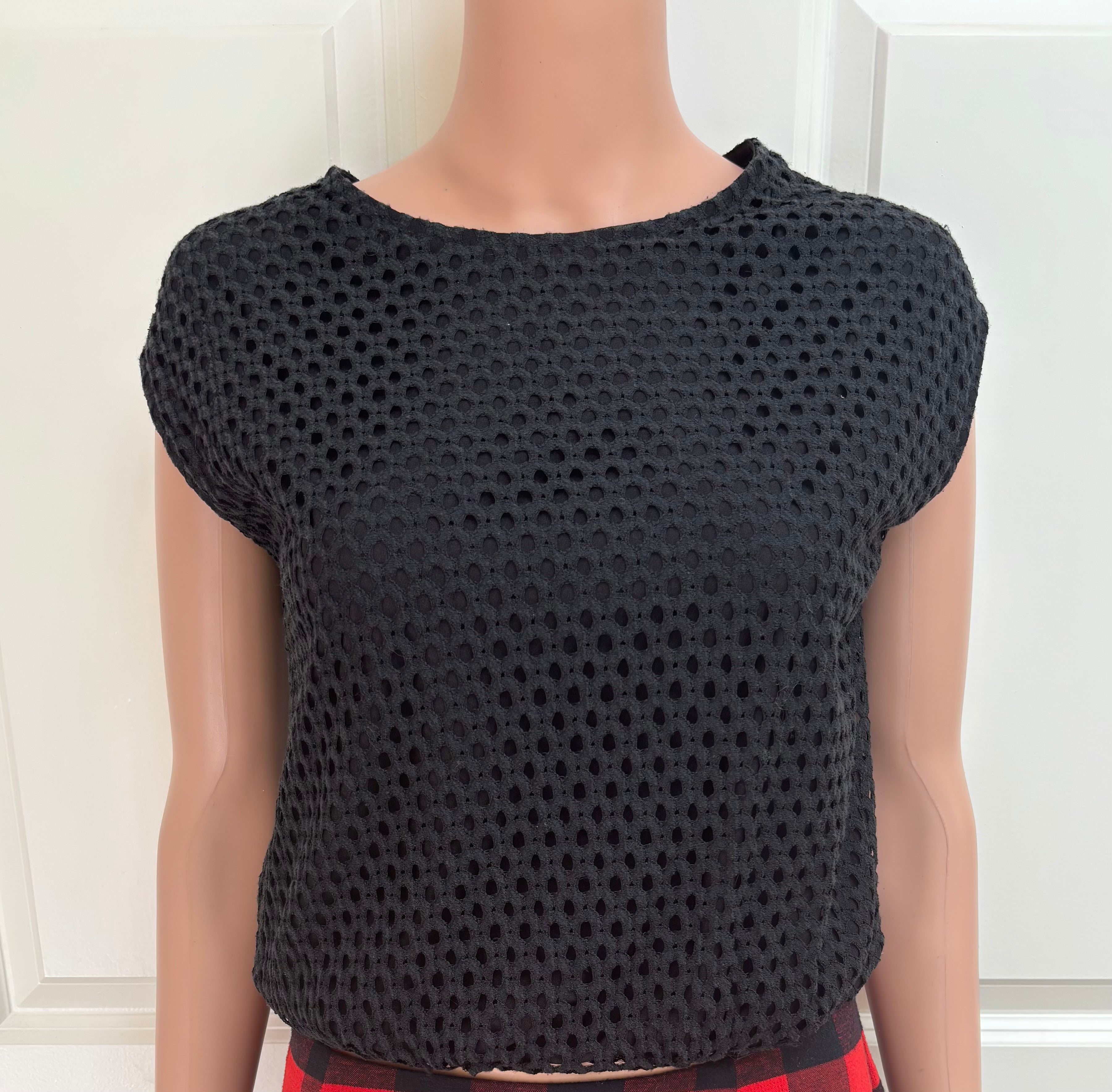 90s Black Wicker Backless Top - S