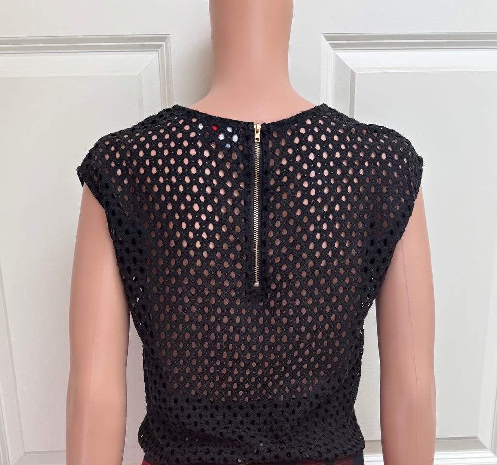 90s Black Wicker Backless Top - S