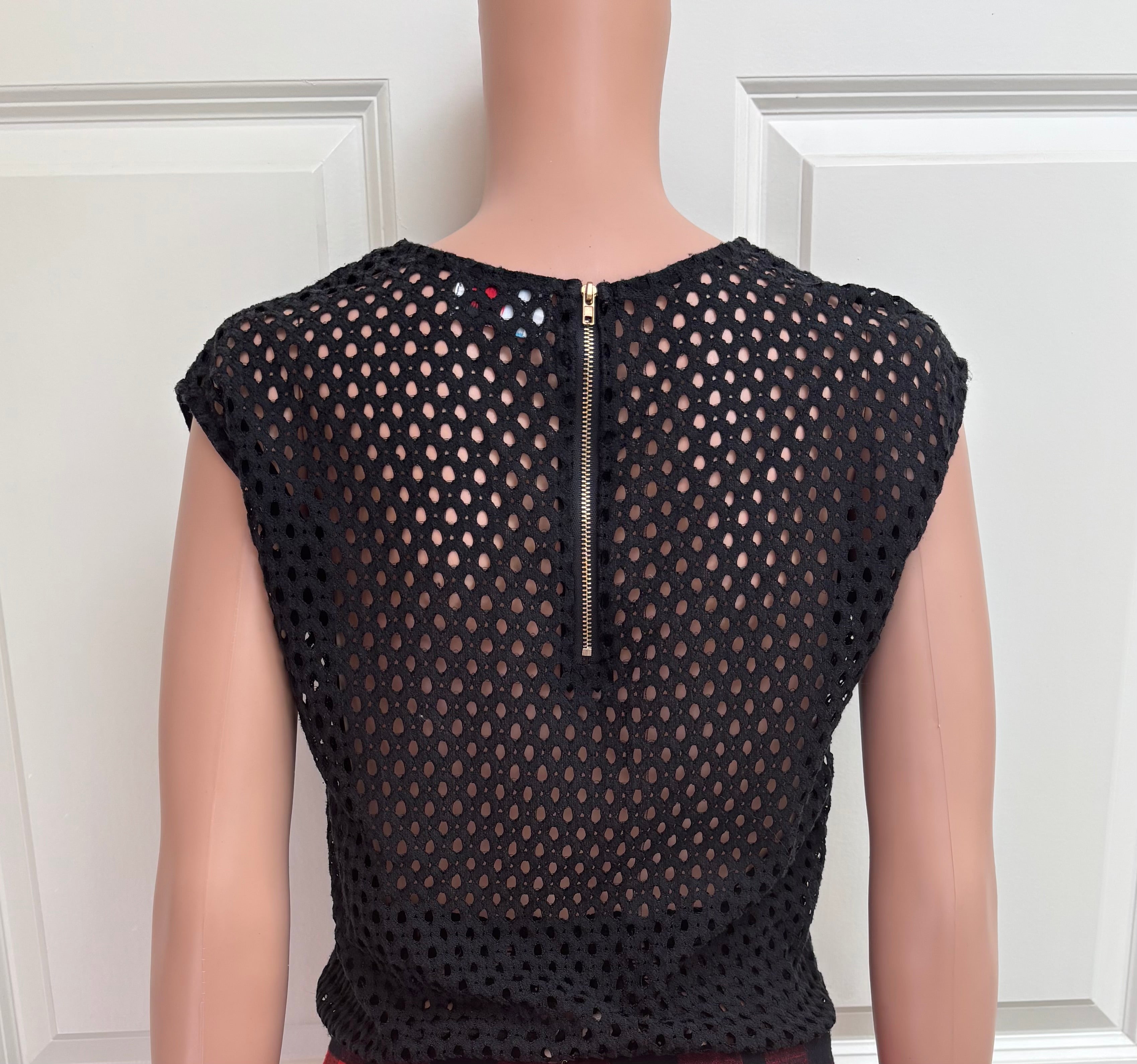 90s Black Wicker Backless Top - S