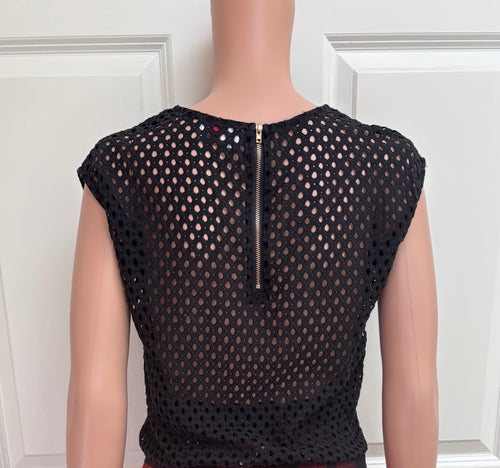 90s Black Wicker Backless Top - S