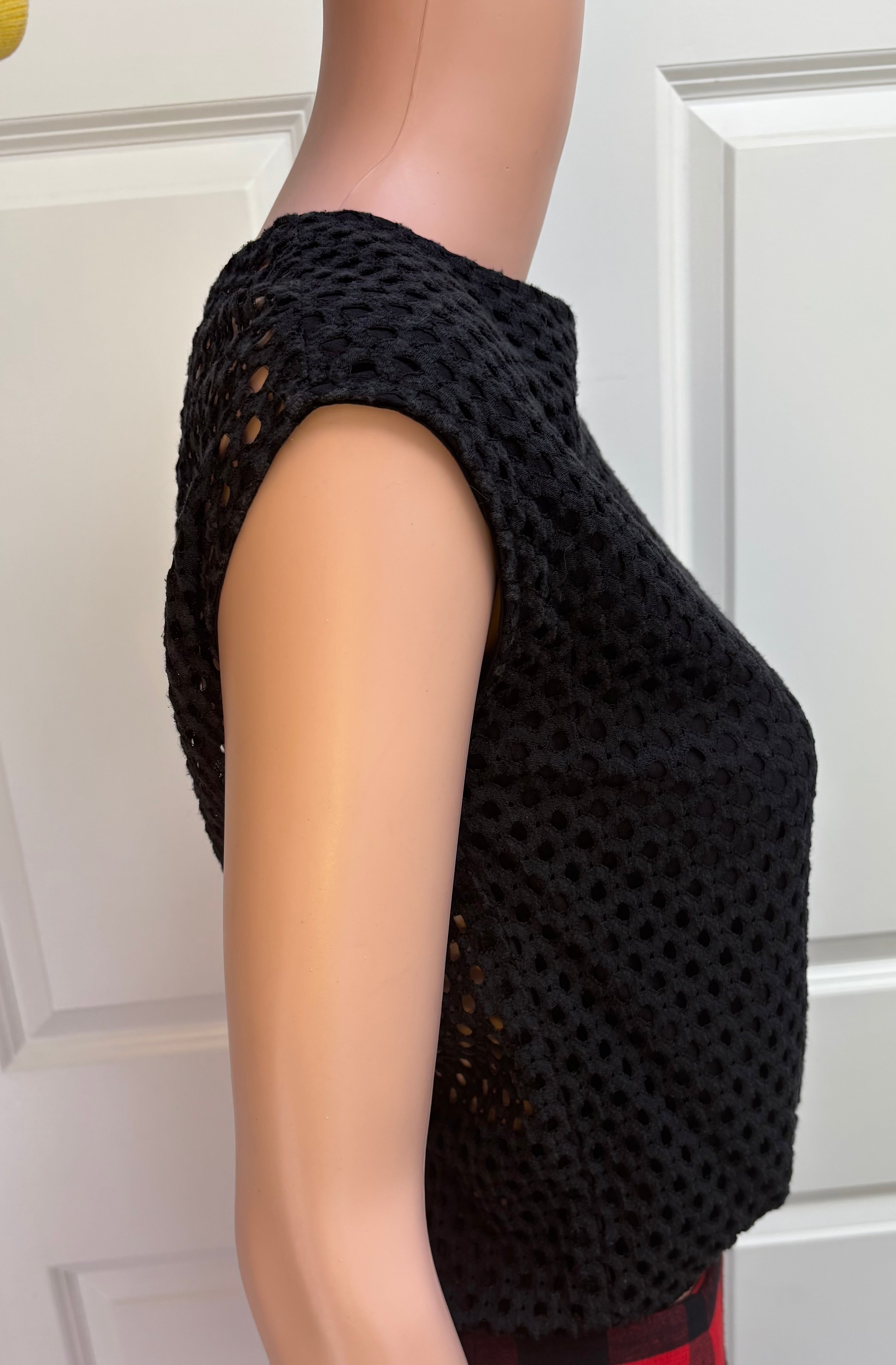 90s Black Wicker Backless Top - S