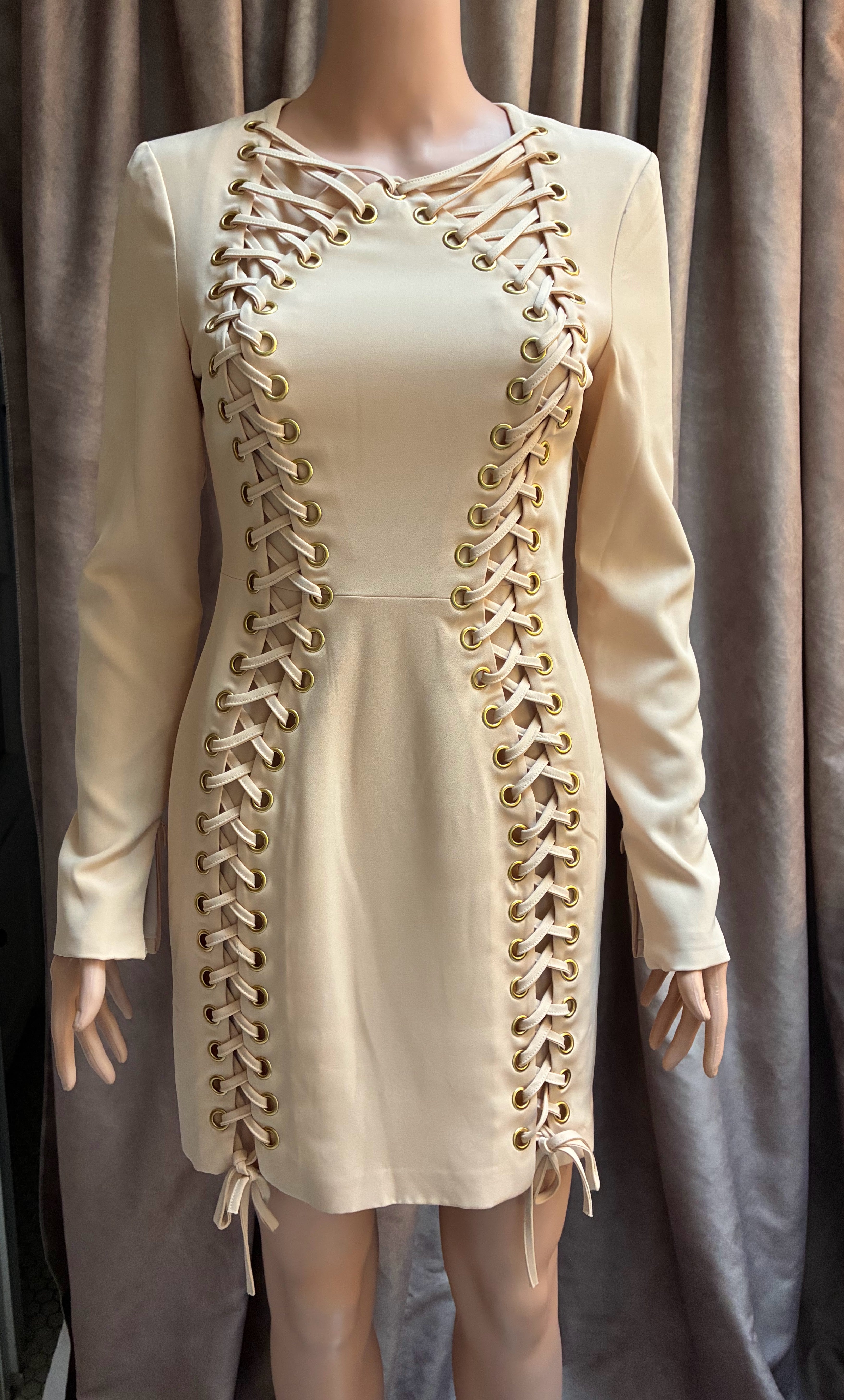 ASOS Cream colored Lace-Up Side Bodycon Business Dress