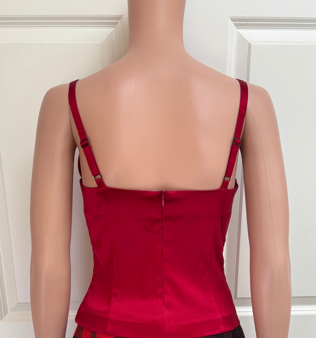 Vintage 90s Red Satin Bustier