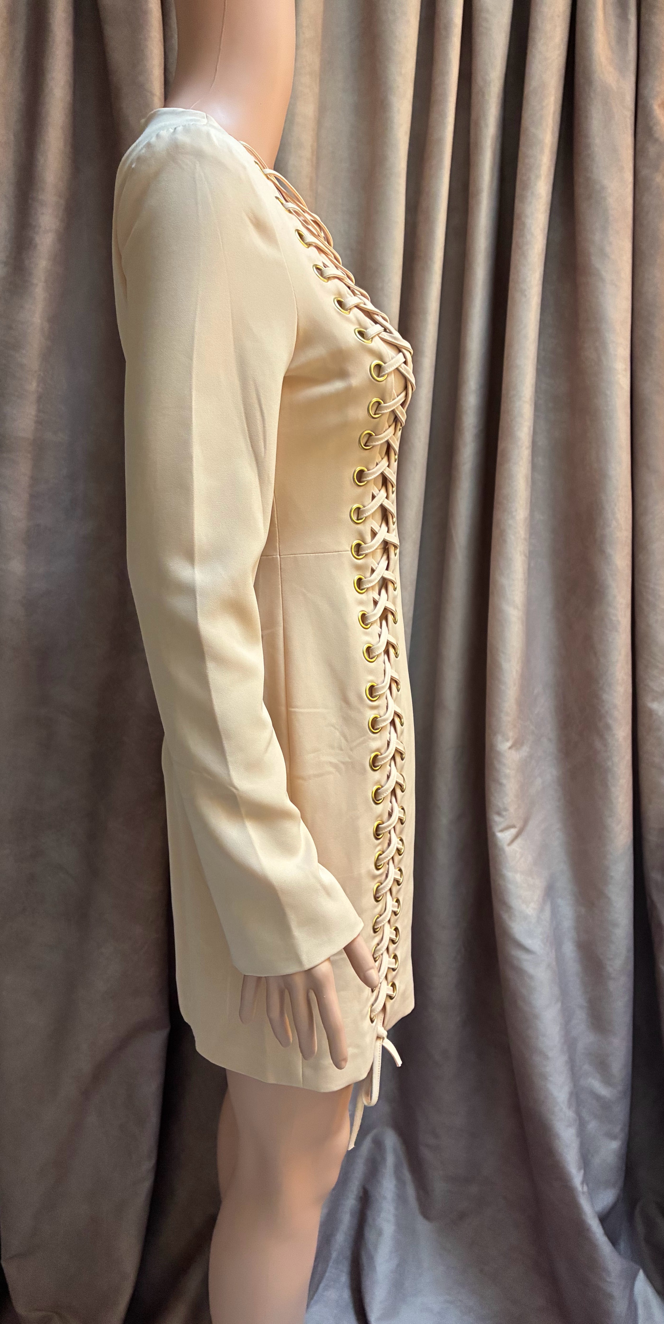 ASOS Cream colored Lace-Up Side Bodycon Business Dress
