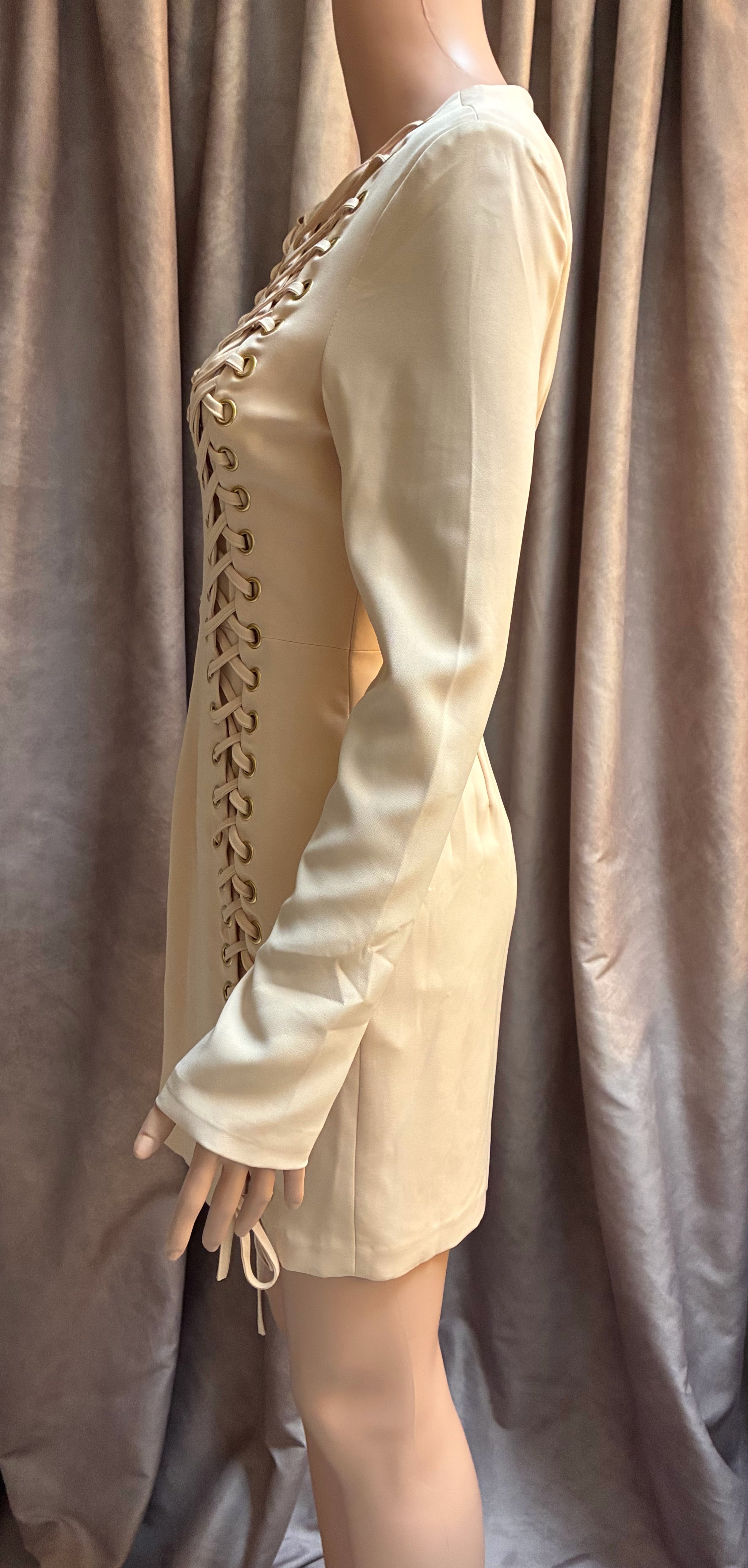 ASOS Cream colored Lace-Up Side Bodycon Business Dress