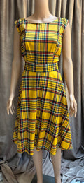 Yellow Tartan Plaid Cotton Circle Skirt Dress