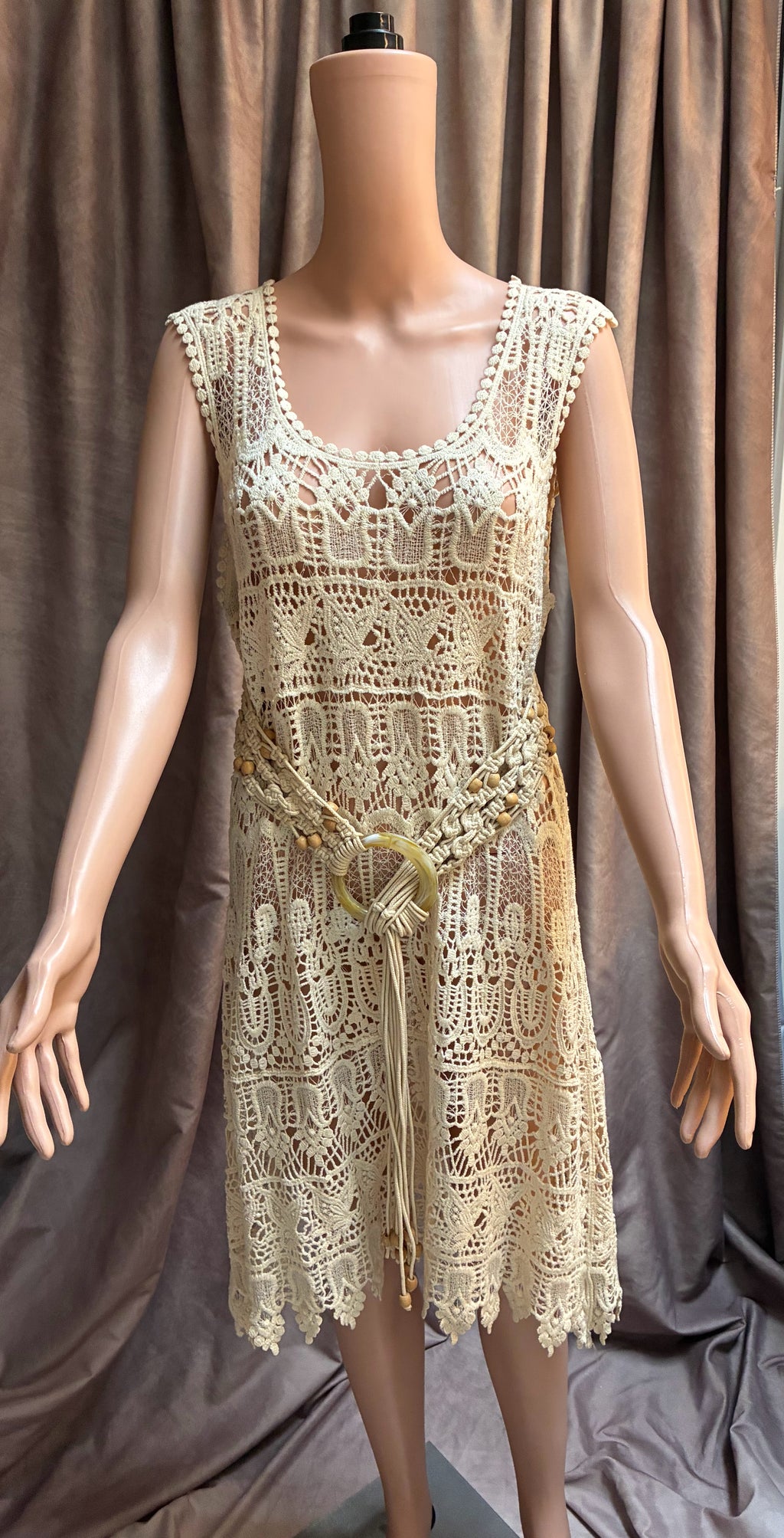 Mexican Crochet Lace Sheath Dress / Swimsuit Cover-Up by Cecico