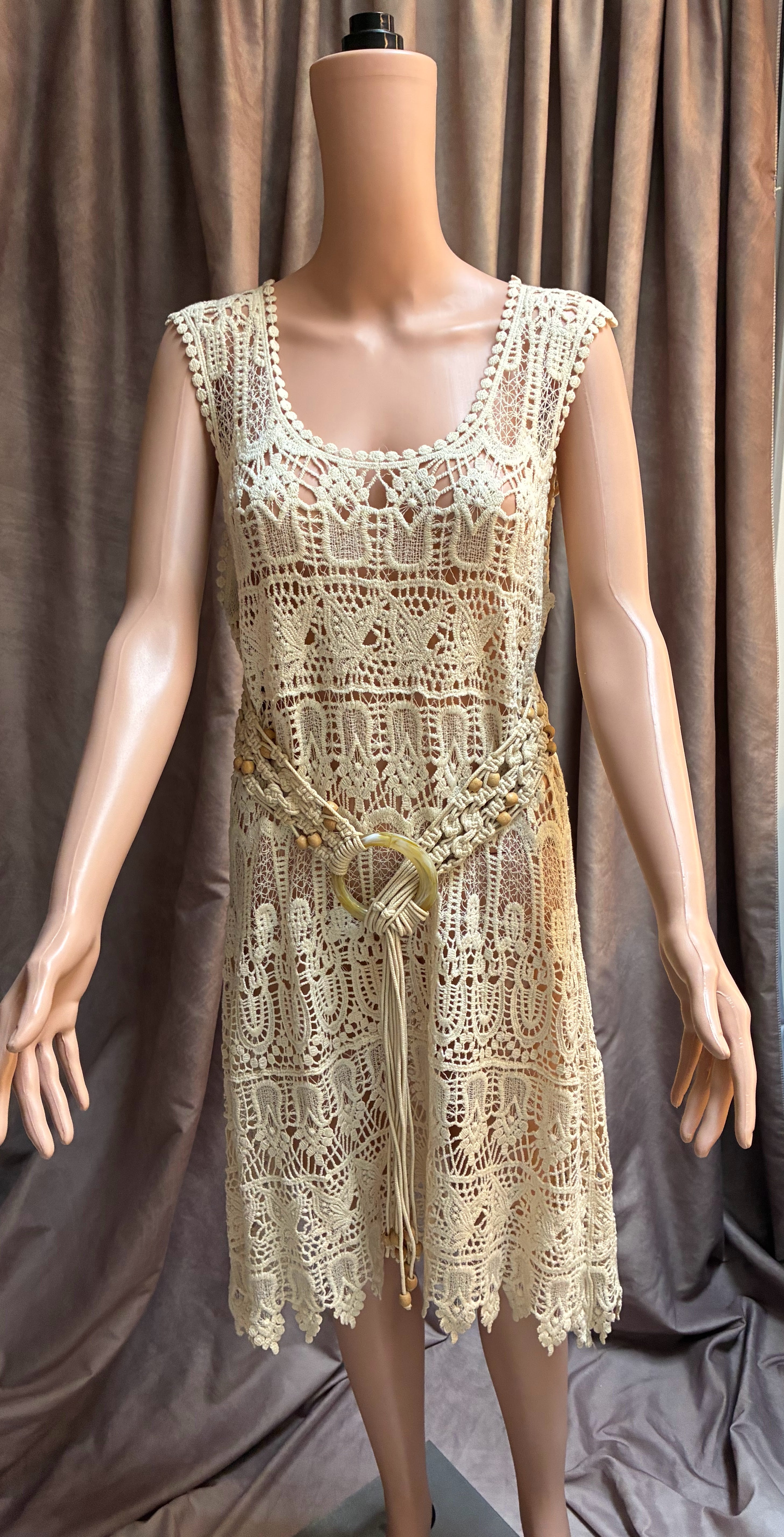 Mexican Crochet Lace Sheath Dress / Swimsuit Cover-Up by Cecico