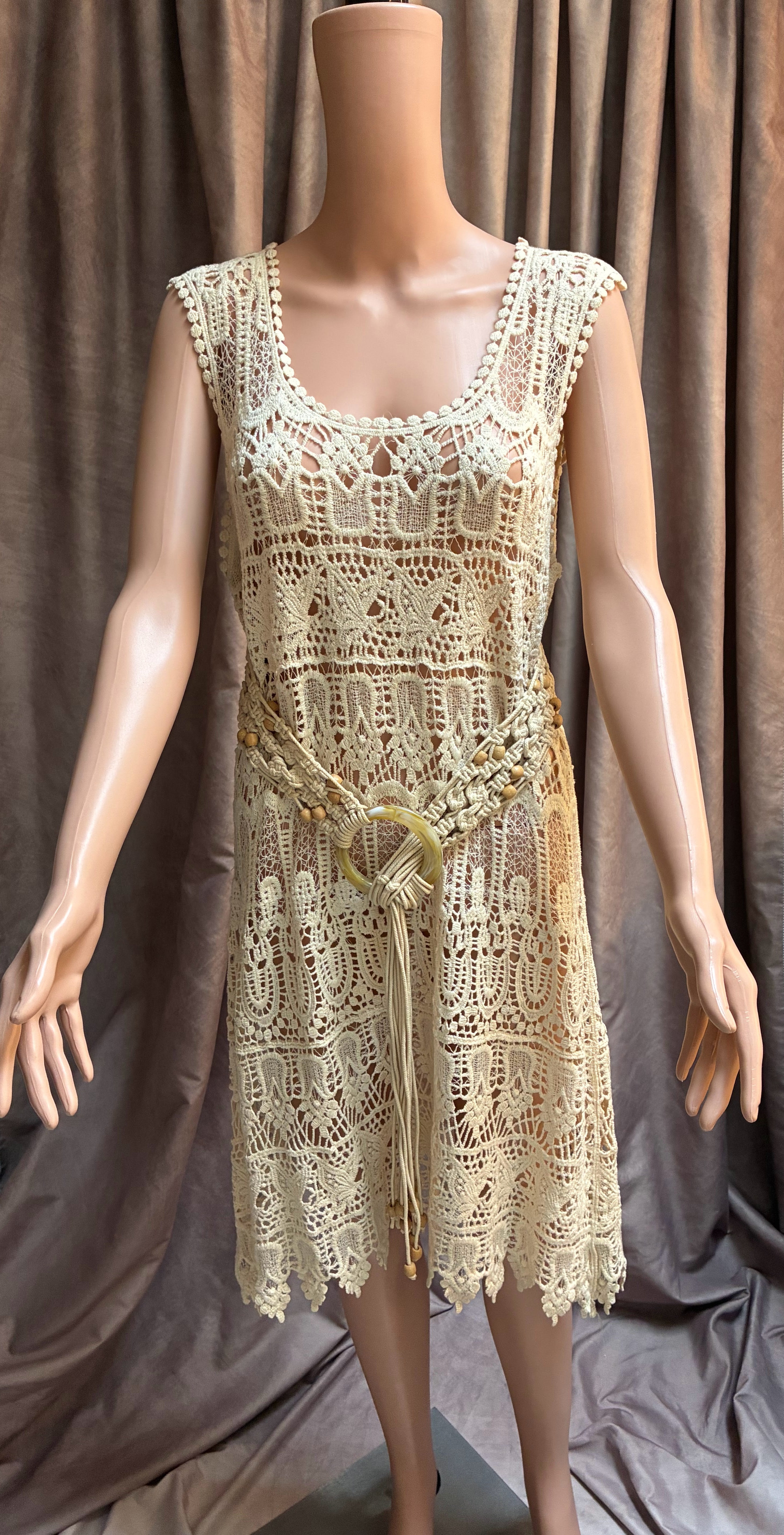 Mexican Crochet Lace Sheath Dress / Swimsuit Cover-Up by Cecico