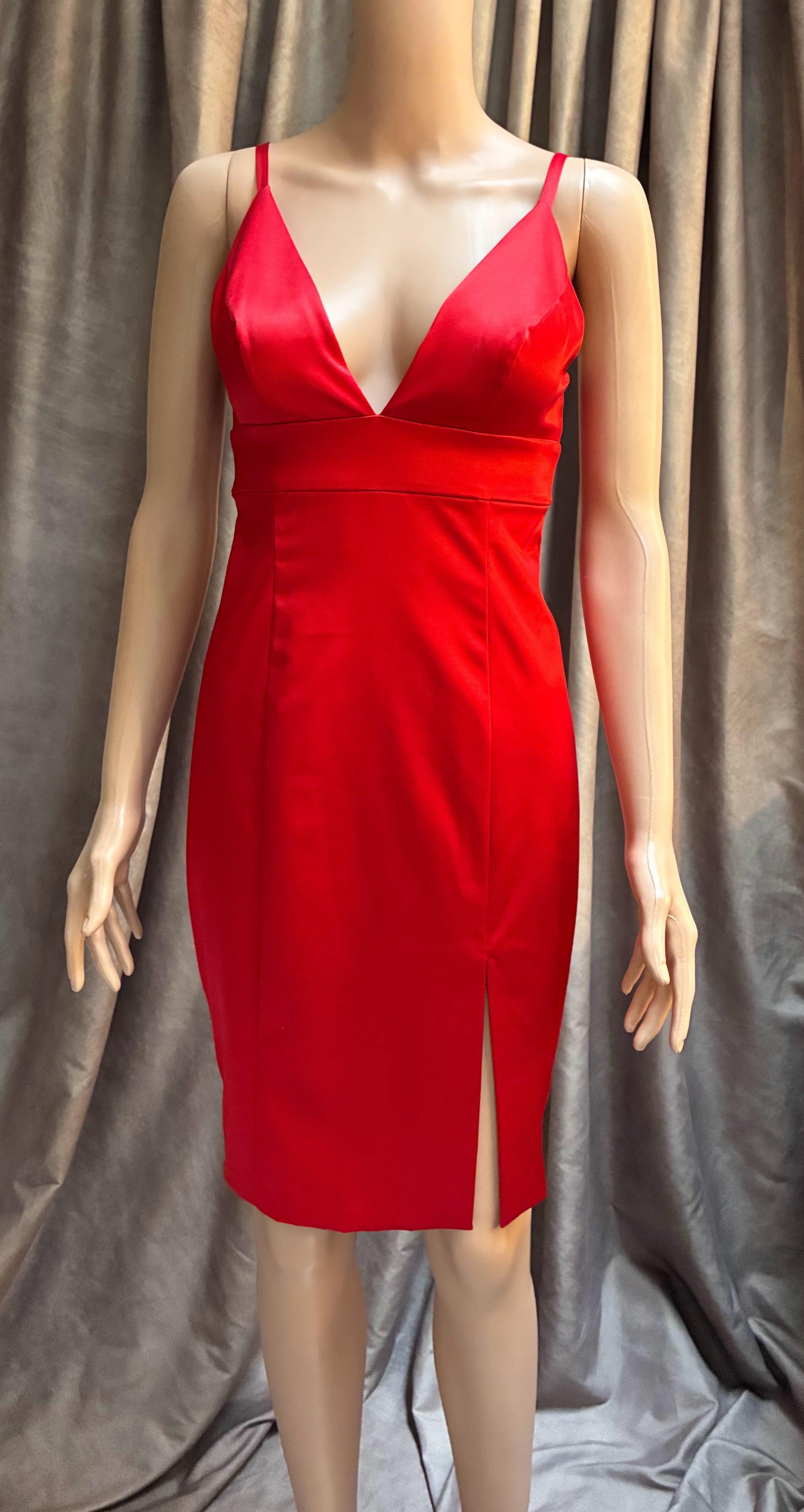 Red Satin Tailored Mini Dress – by Guess