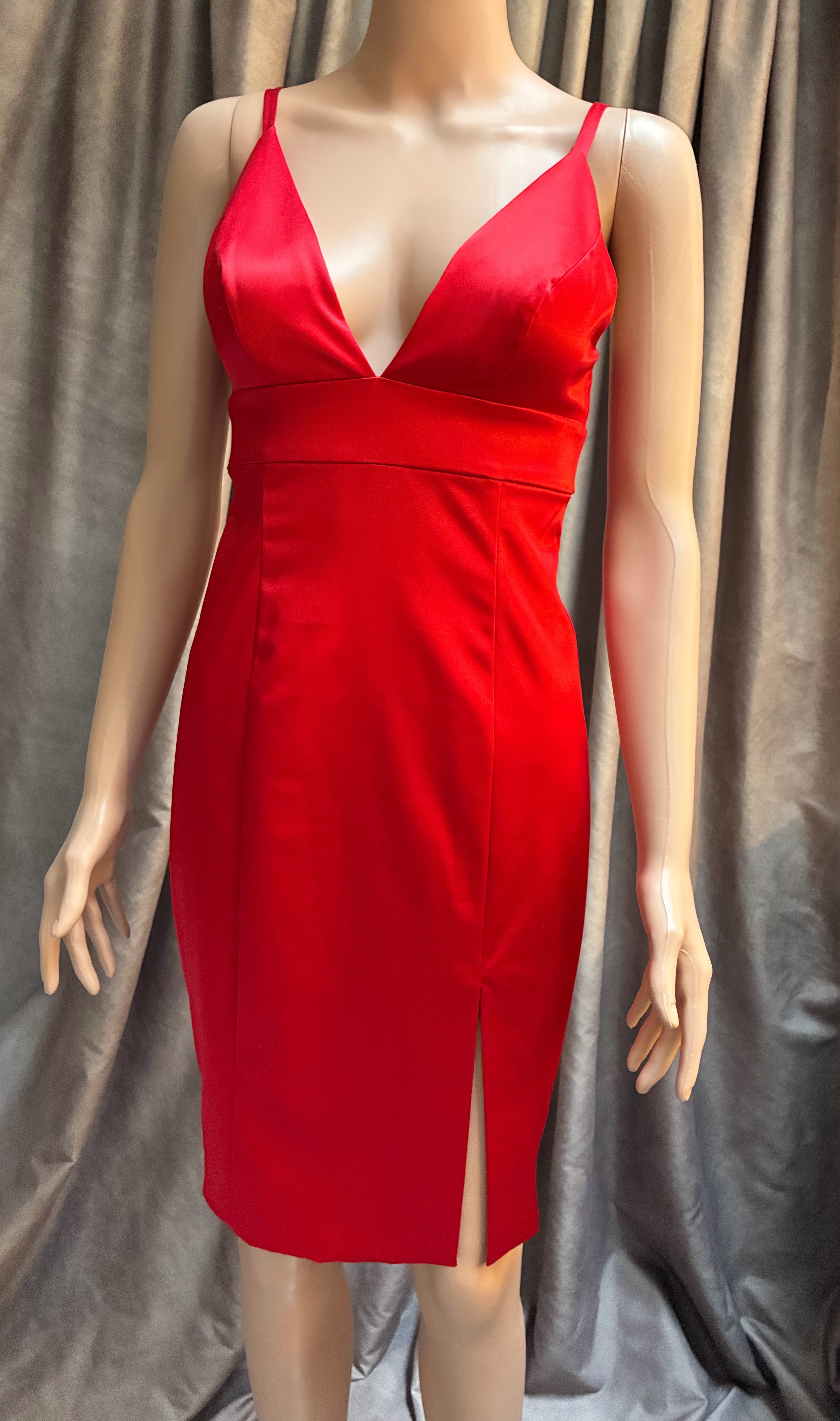 Red Satin Tailored Mini Dress – by Guess
