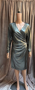 1980s Silver Metallic Wrap Dress by Midnight Glow