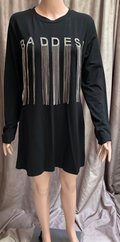 BADDEST rhinestone dress in black