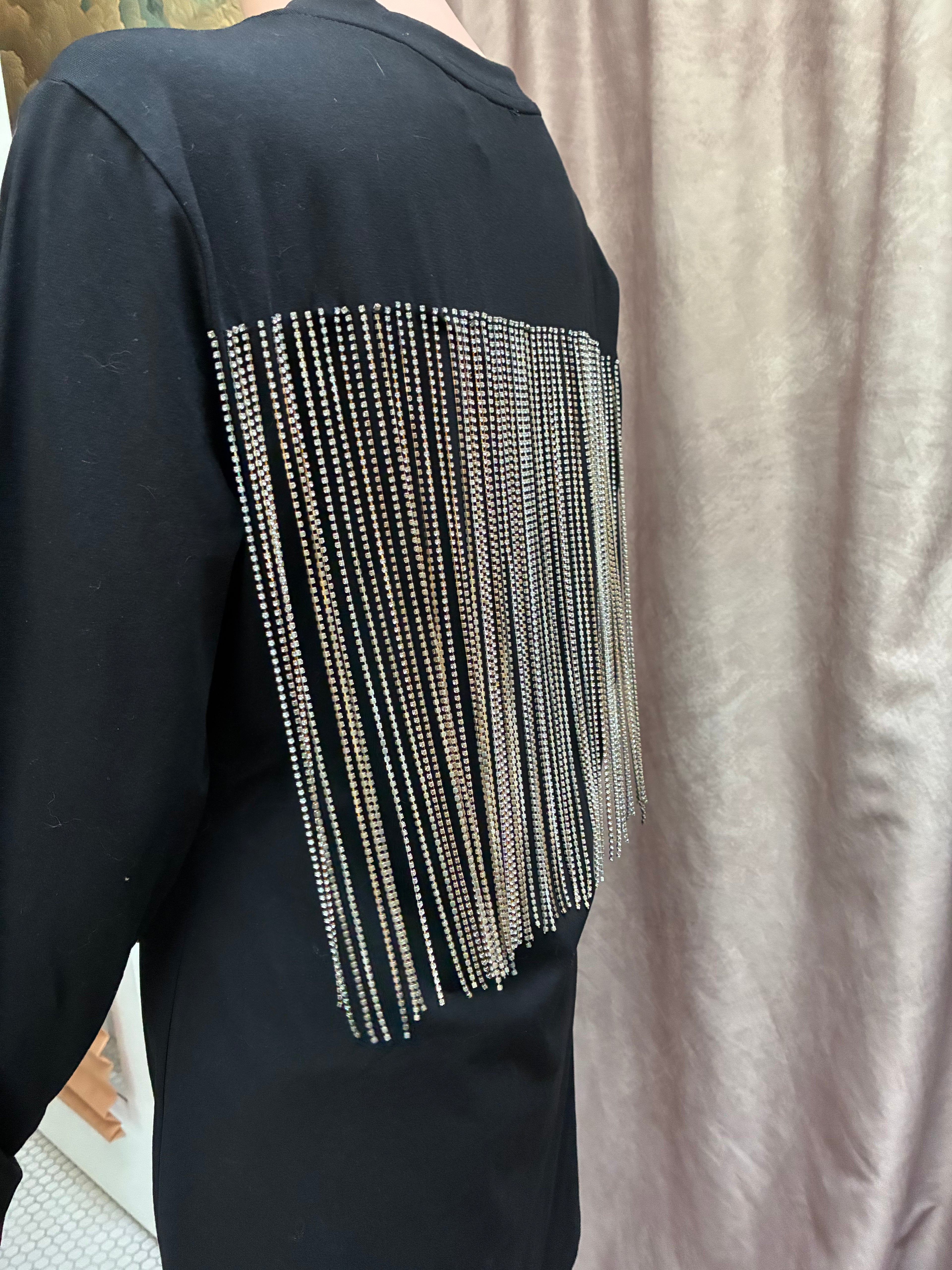 BADDEST rhinestone dress in black