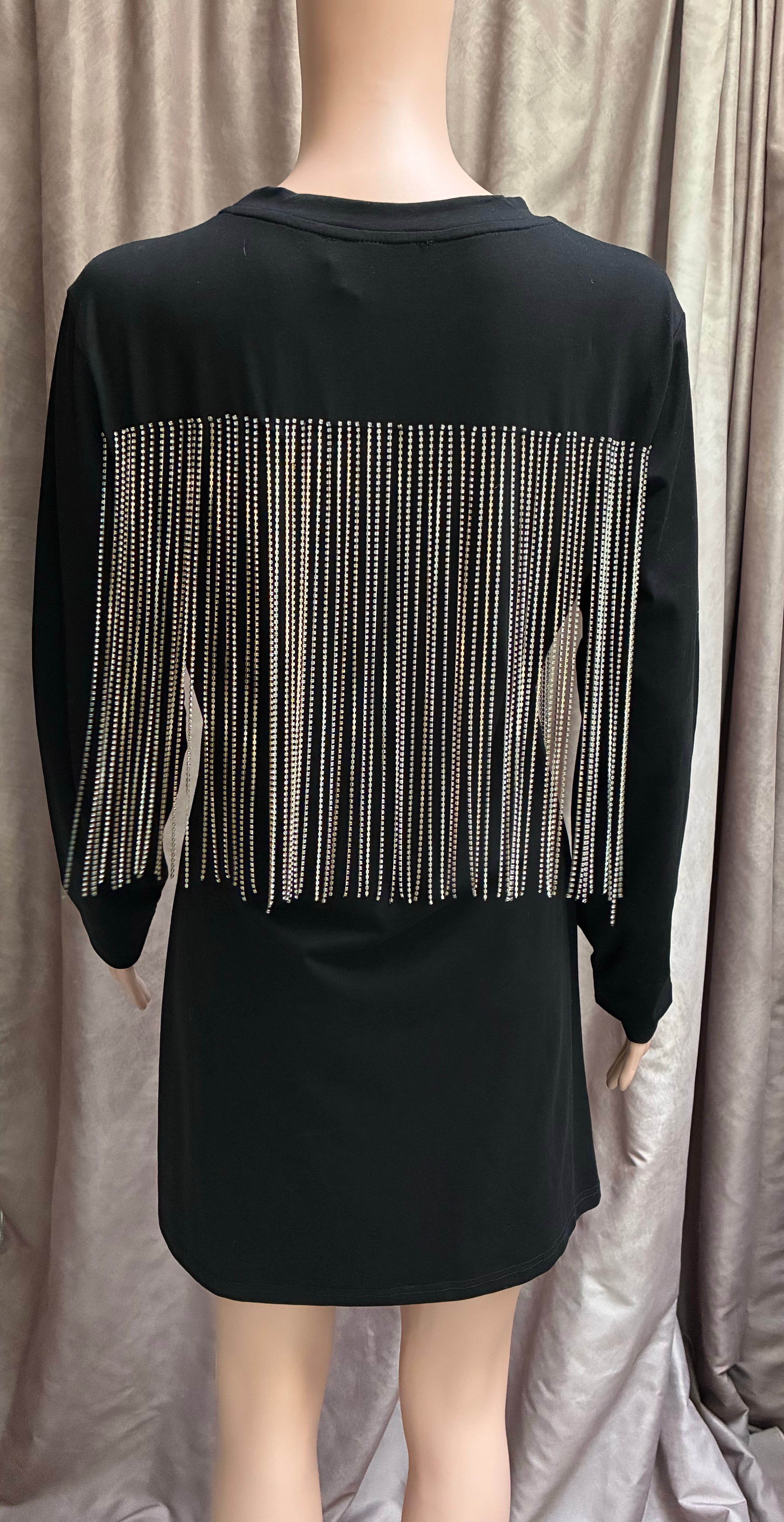 BADDEST rhinestone dress in black