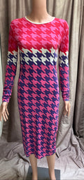 Pink Red Purple Houndstooth Dress