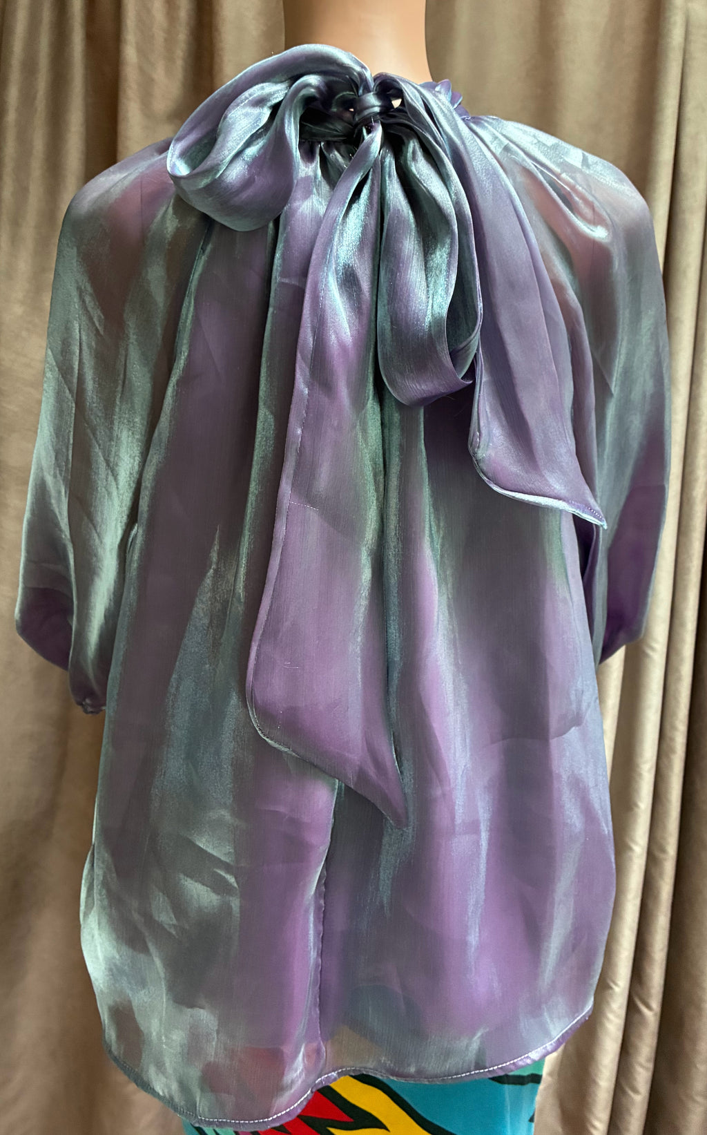 Vintage Akira Iridescent Purple Chiffon Blouse — Size XL