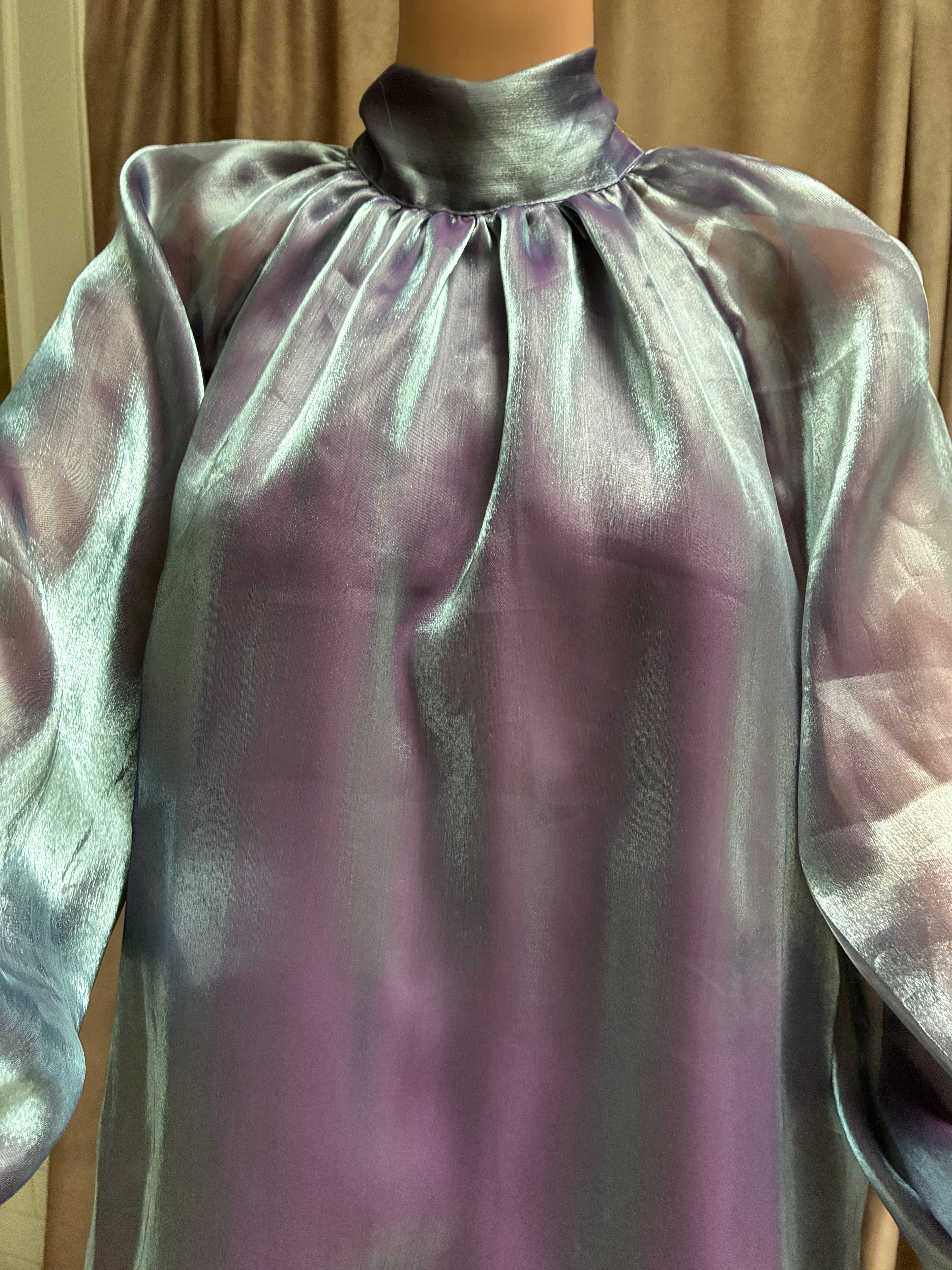 Vintage Akira Iridescent Purple Chiffon Blouse — Size XL