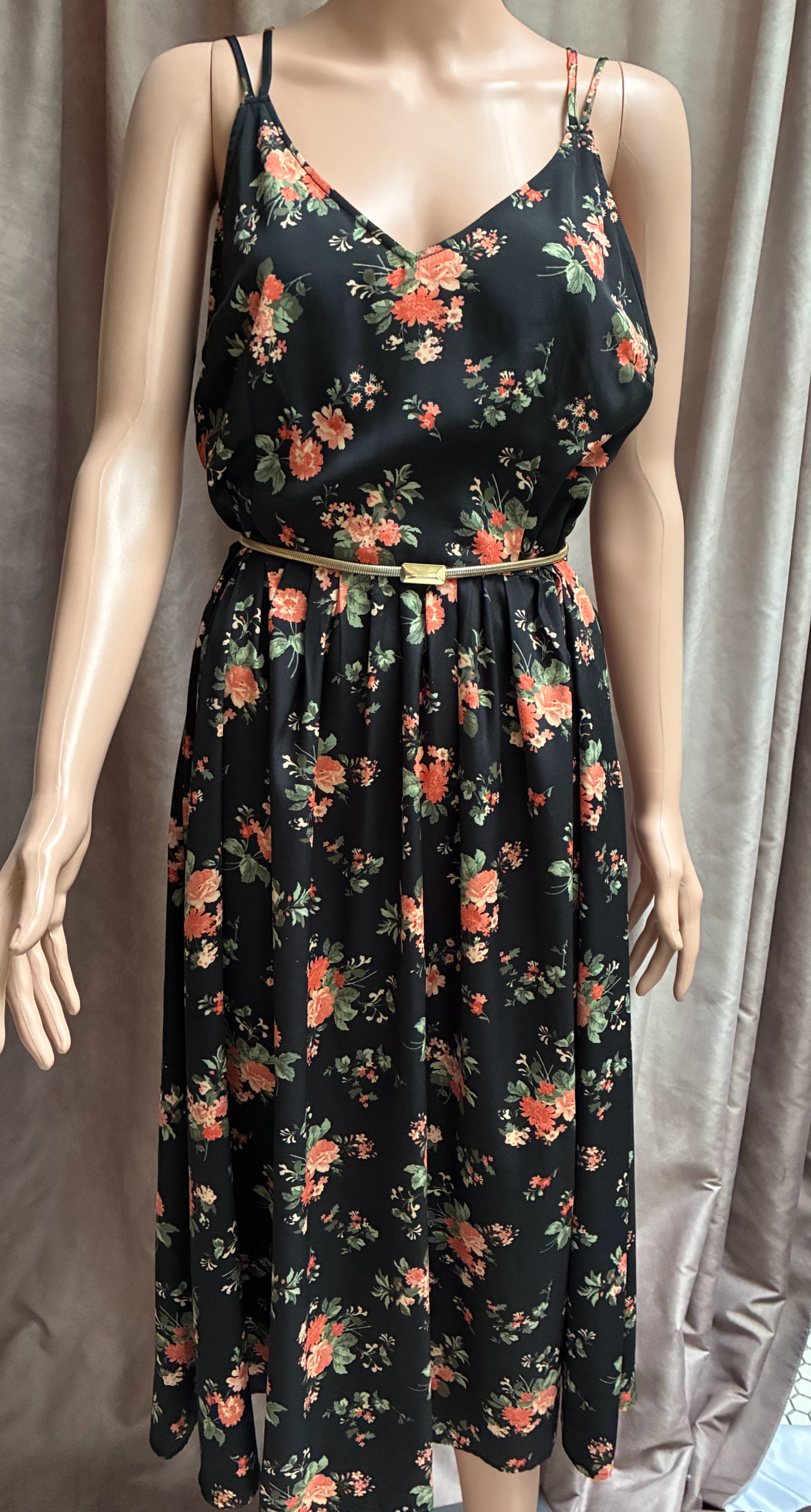 Vintage Y2K Jack Black Floral Midi Dress — Size Medium