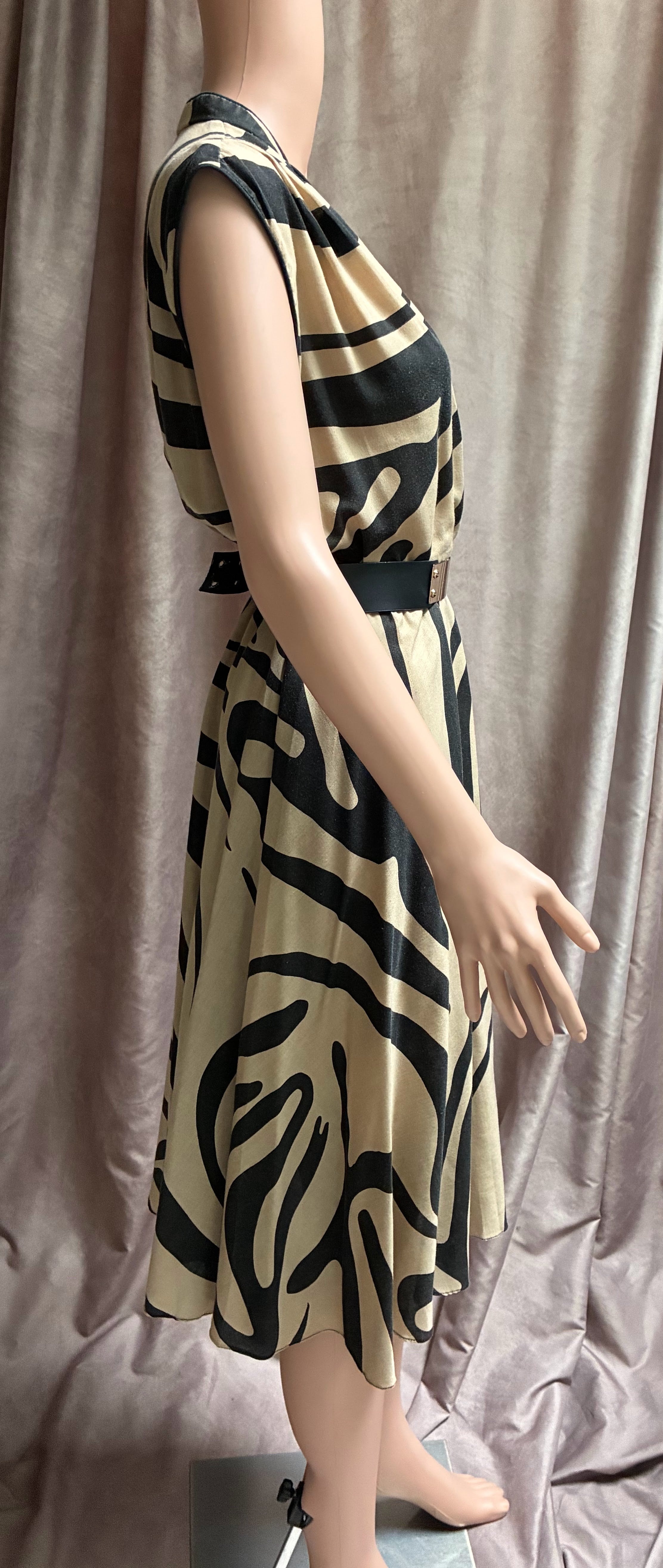 Vintage 1980s NYC Zebra Print Cotton Wrap Dress — Size Medium