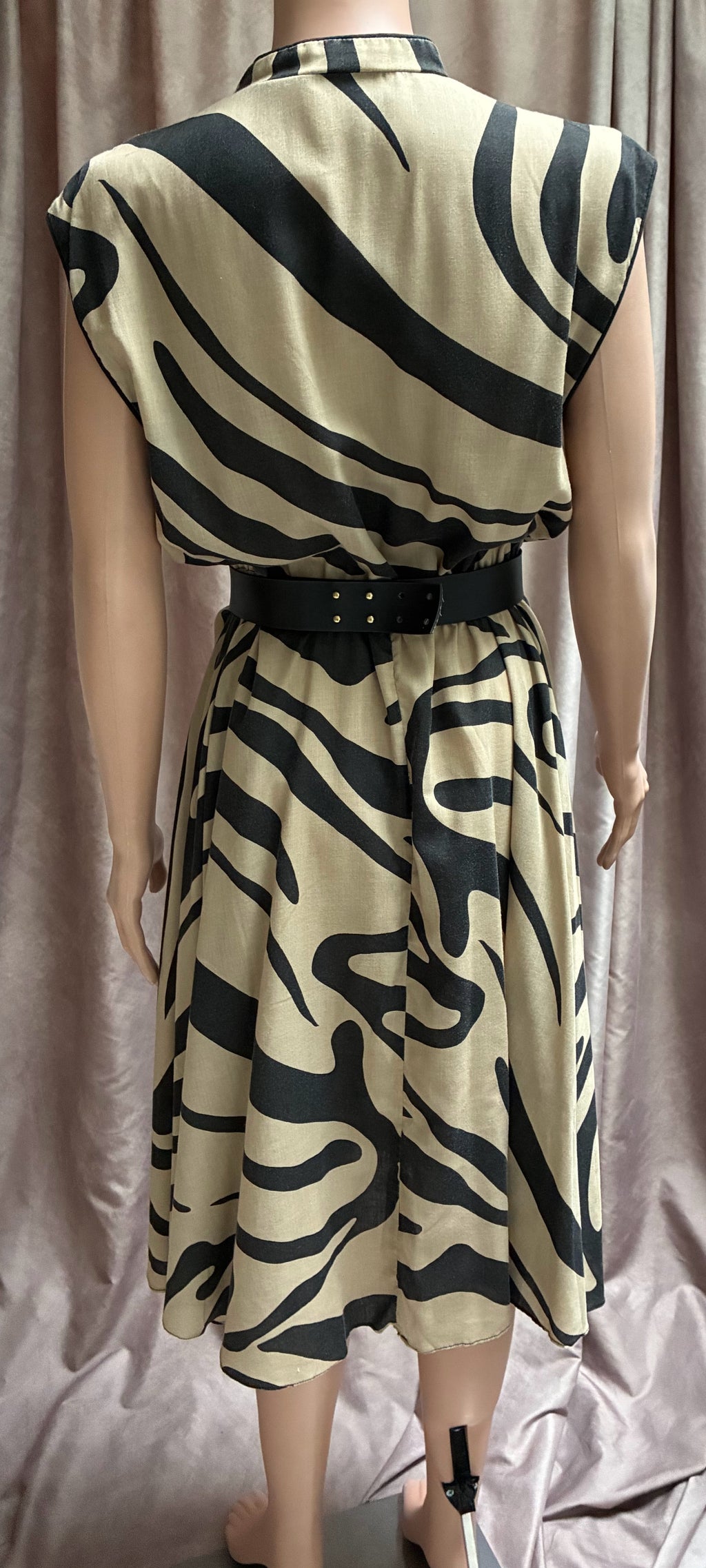 Vintage 1980s NYC Zebra Print Cotton Wrap Dress — Size Medium
