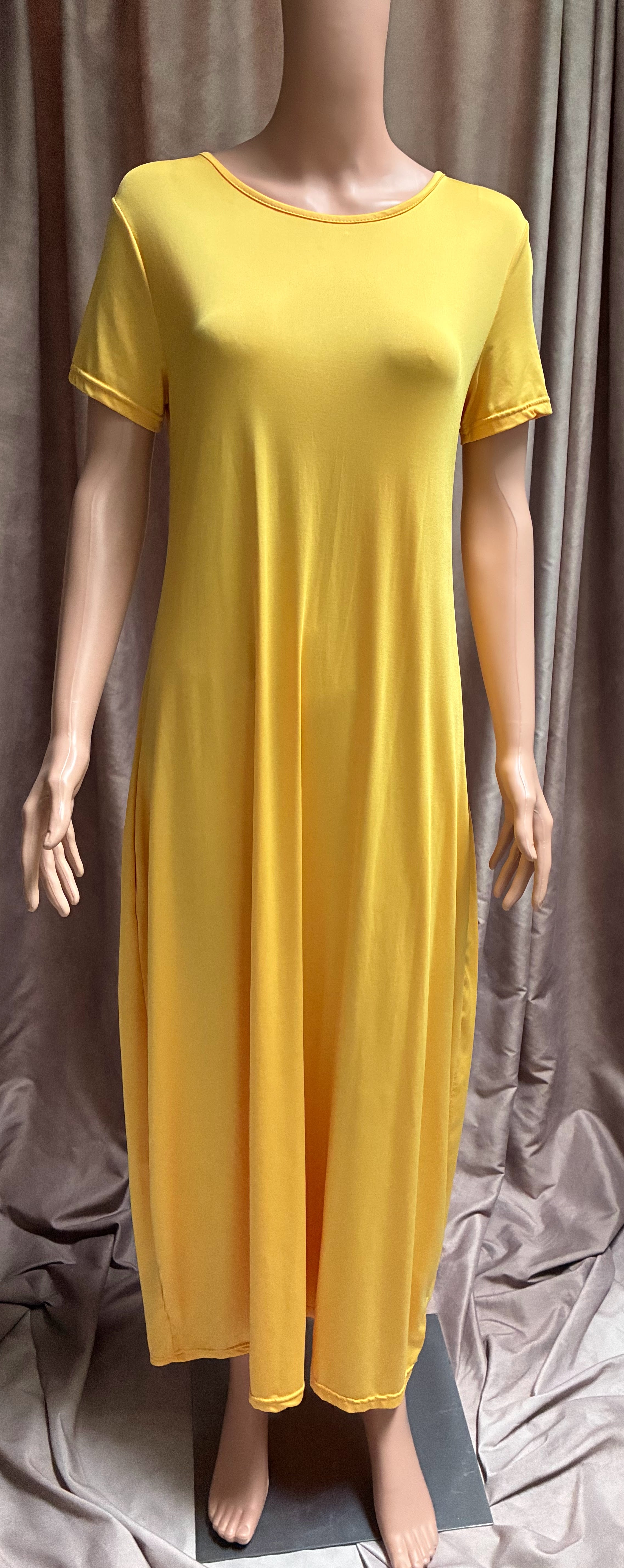 Y2K Sunshine Yellow Jersey Maxi Dress — One Size Fits All