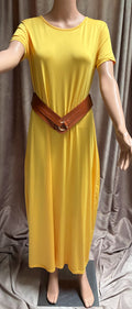 Y2K Sunshine Yellow Jersey Maxi Dress — One Size Fits All