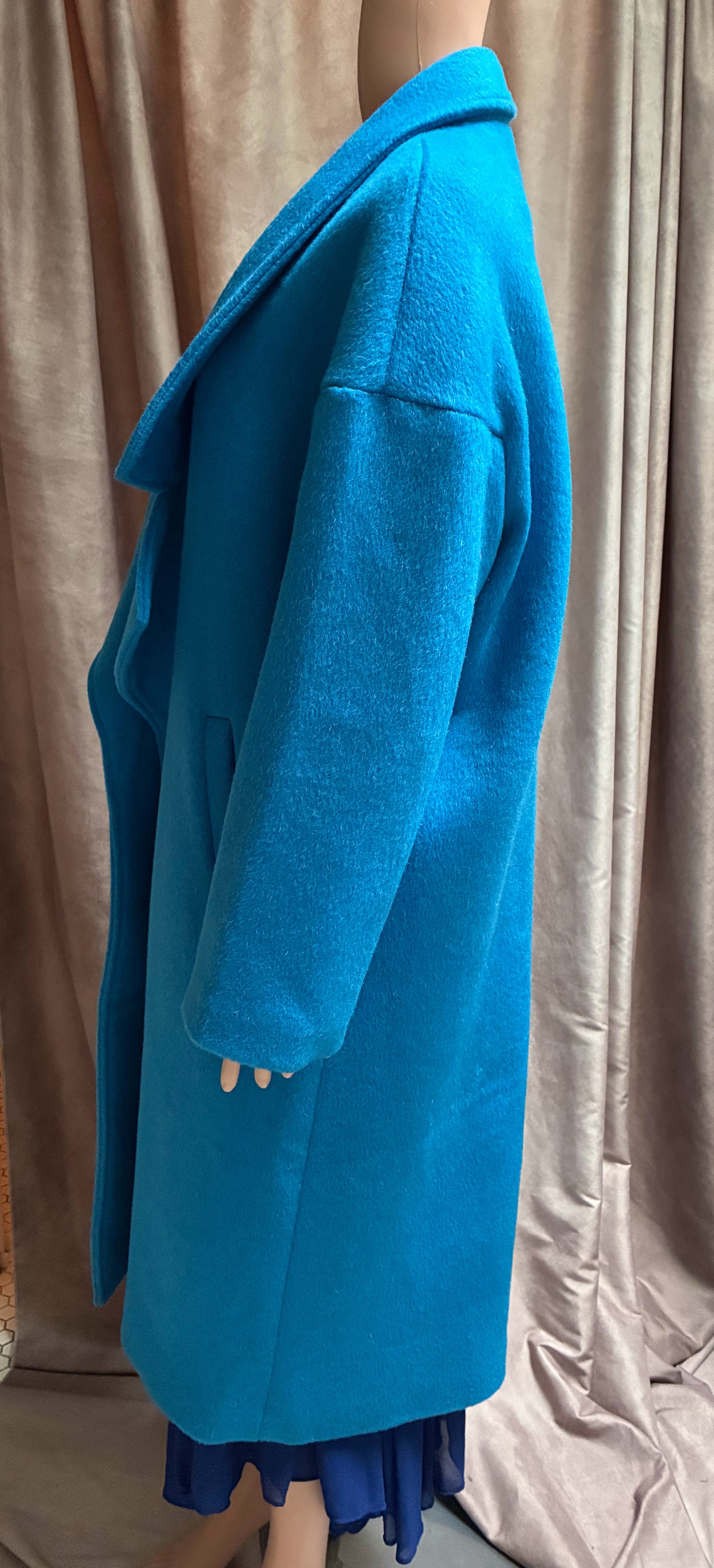 Turquoise Textured Wrap Coat — Size Large