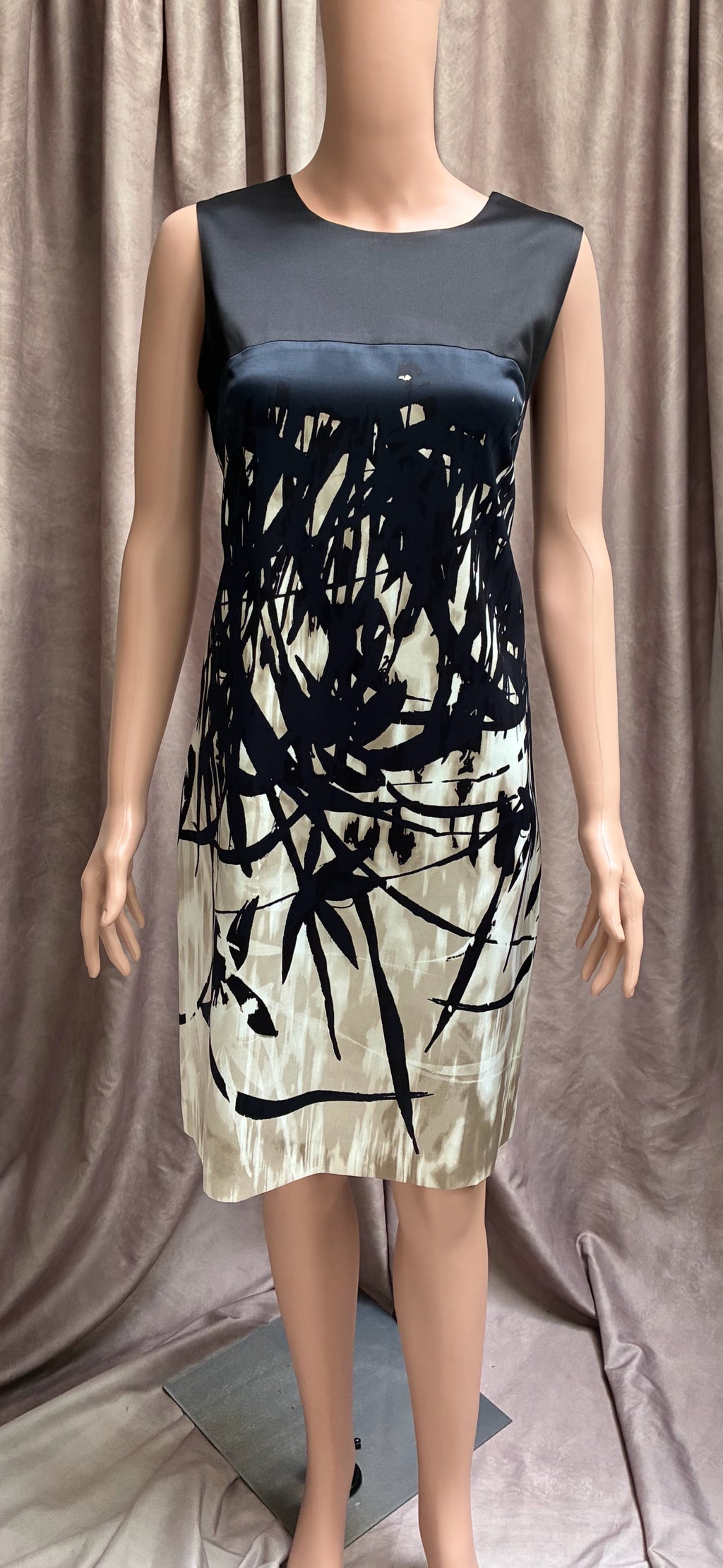 100% Silk Navy Blue Abstract Dress