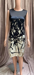 100% Silk Navy Blue Abstract Dress