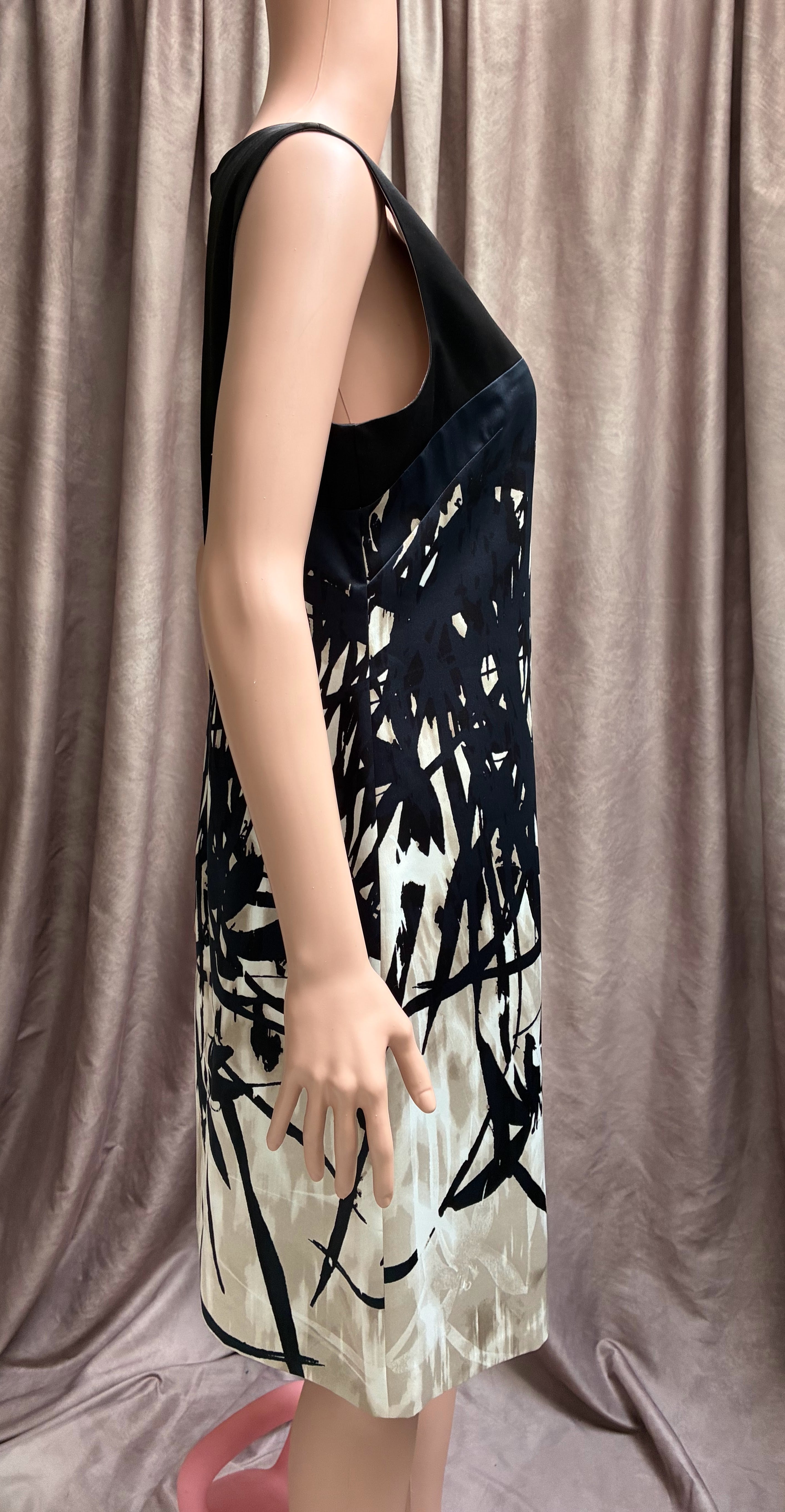 100% Silk Navy Blue Abstract Dress
