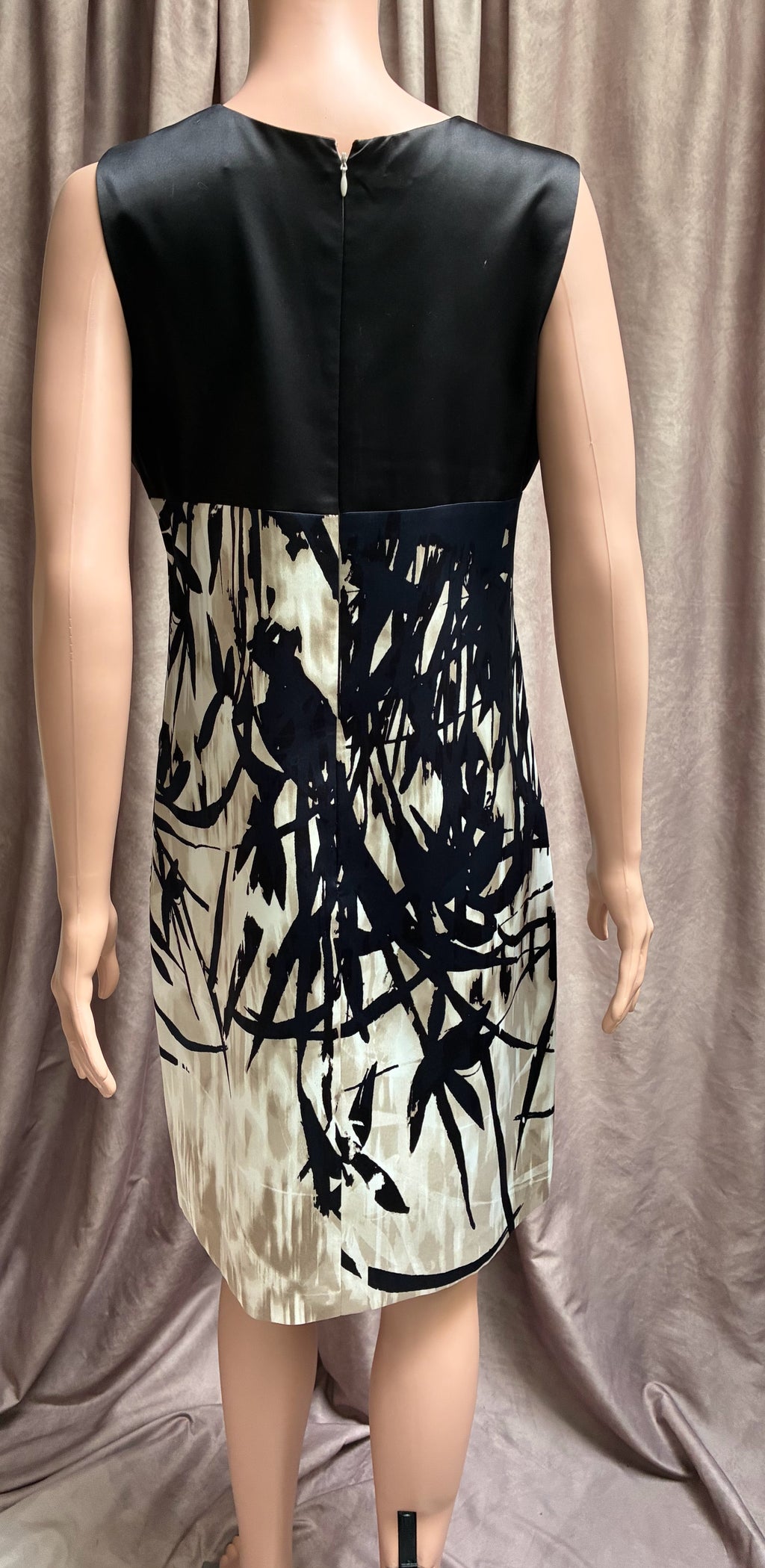 100% Silk Navy Blue Abstract Dress