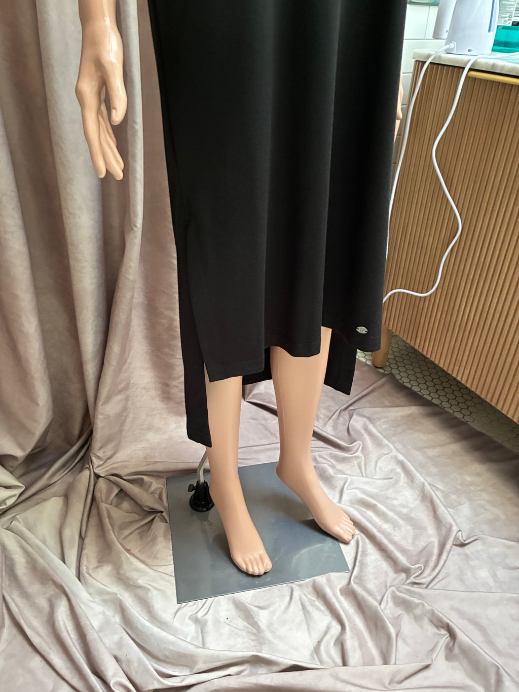 Black Long Sleeve Slouch Dress