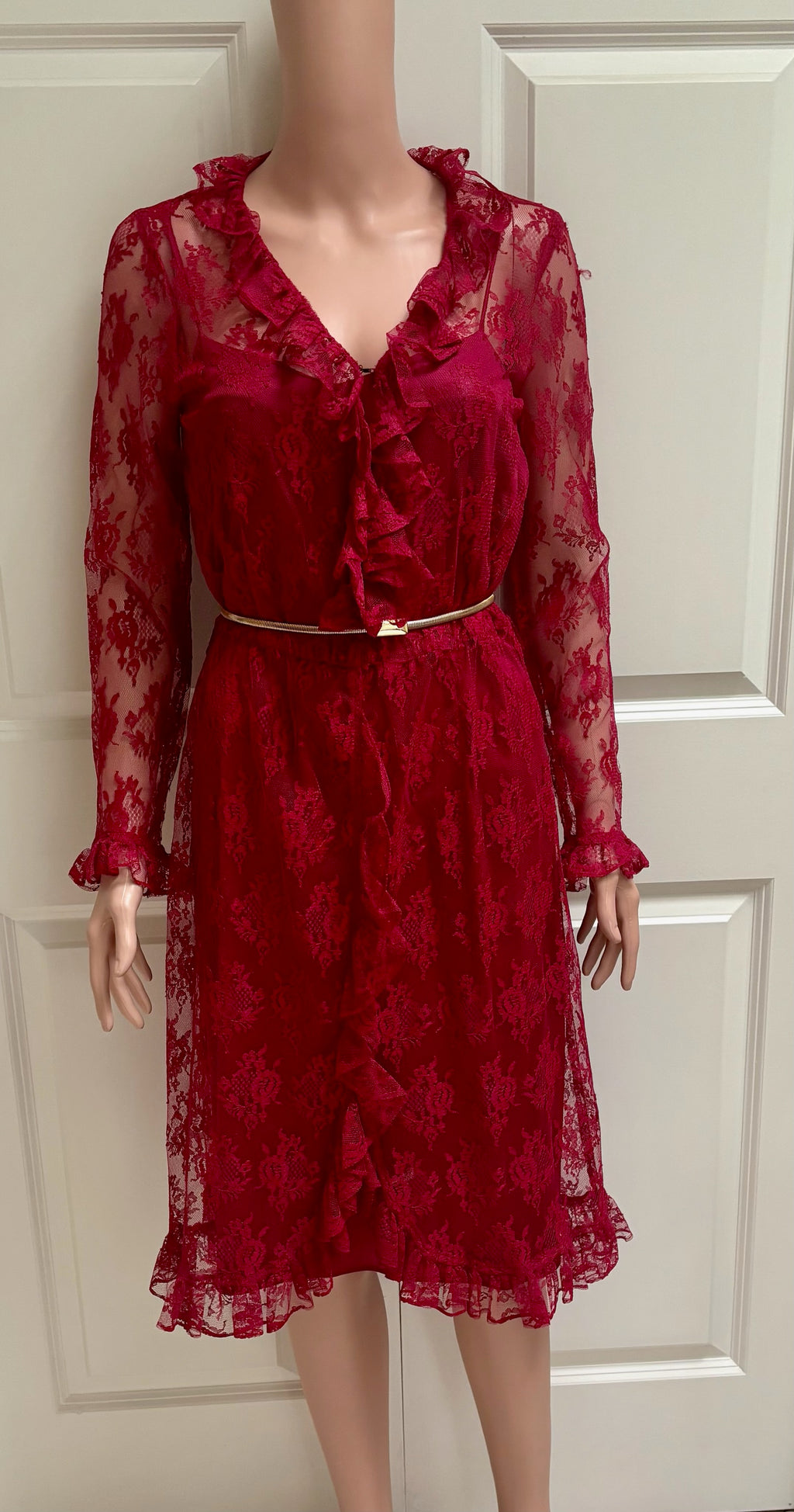 Vintage 80s Slip Dress | Matching Lace Overlay