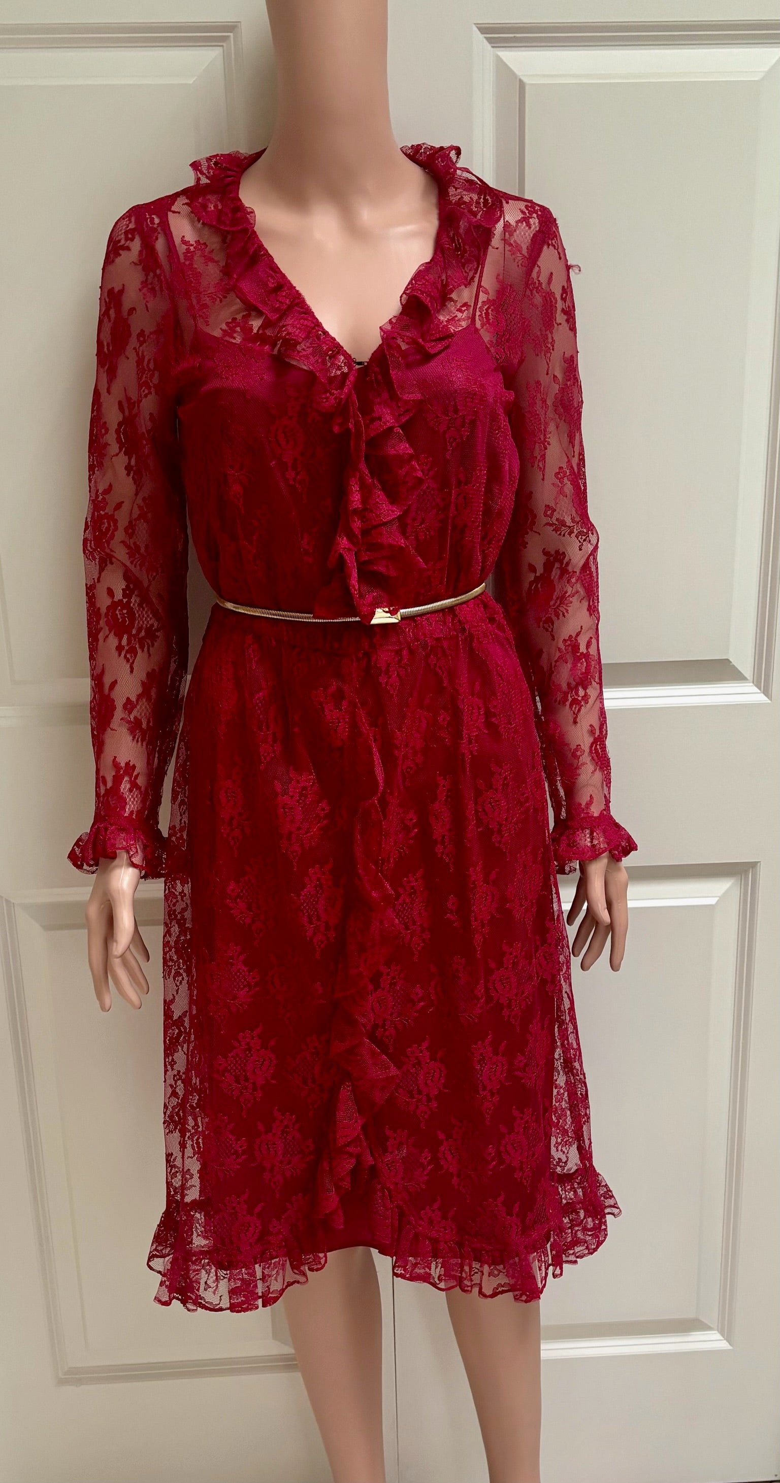 Vintage 80s Slip Dress | Matching Lace Overlay