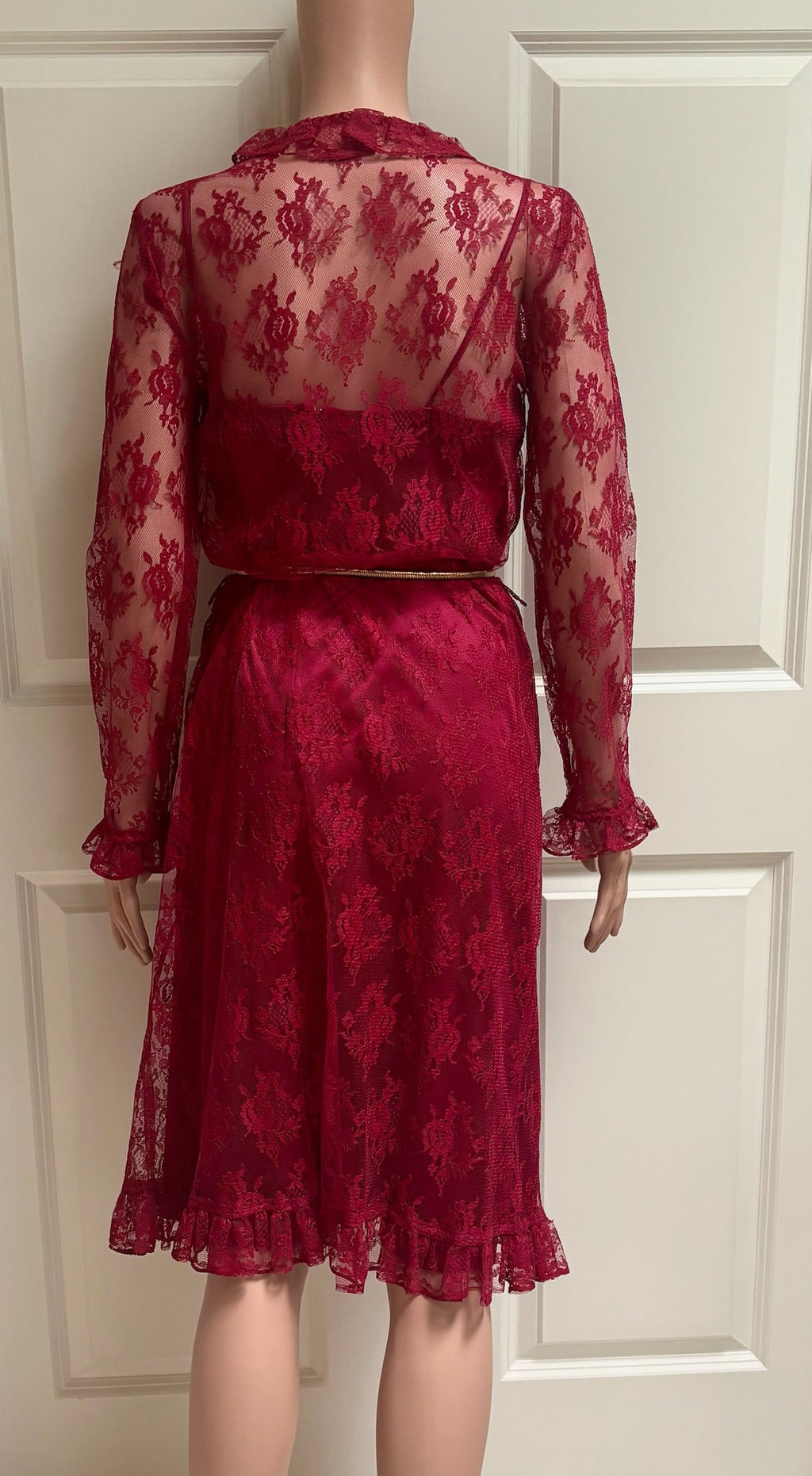 Vintage 80s Slip Dress | Matching Lace Overlay
