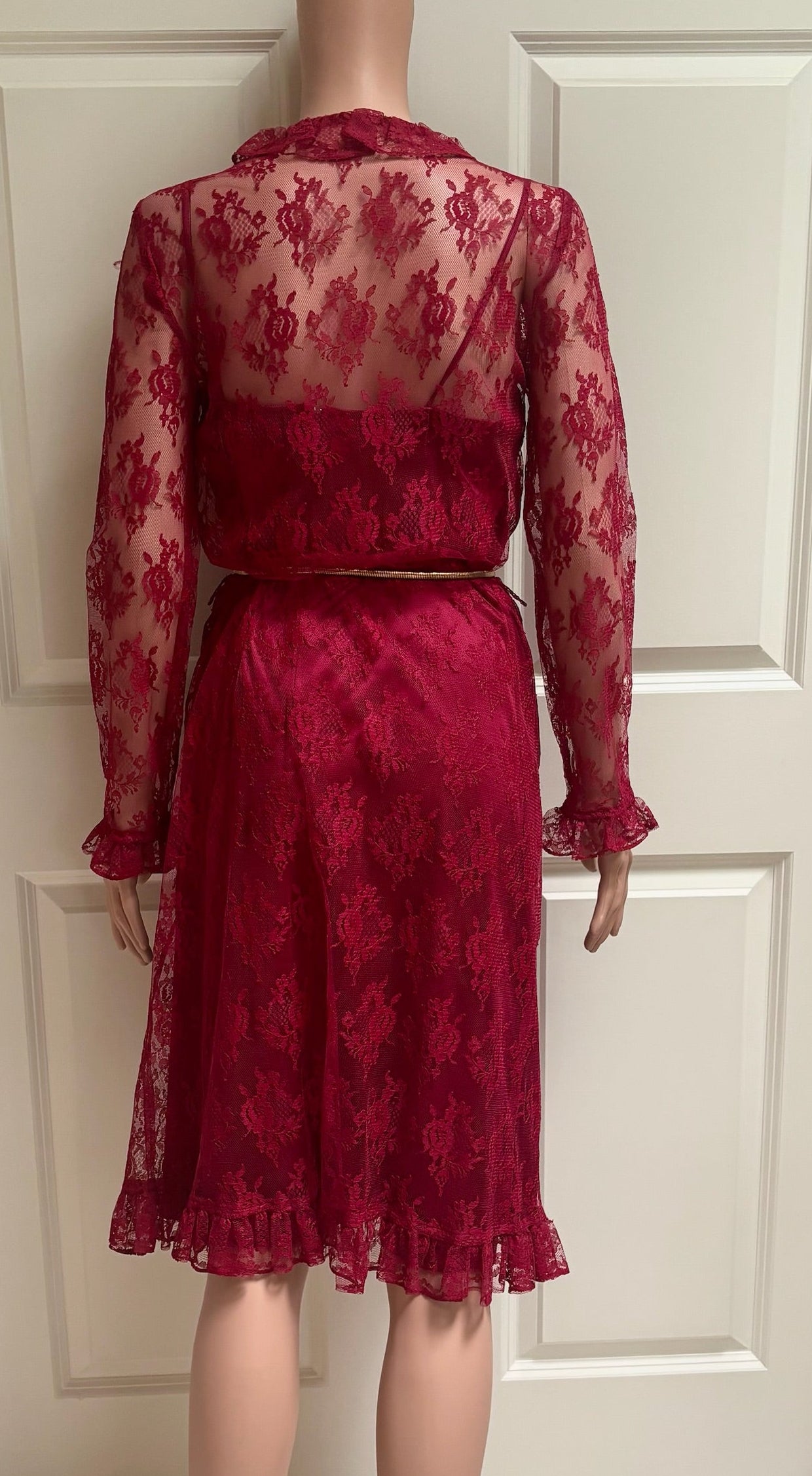 Vintage 80s Slip Dress | Matching Lace Overlay
