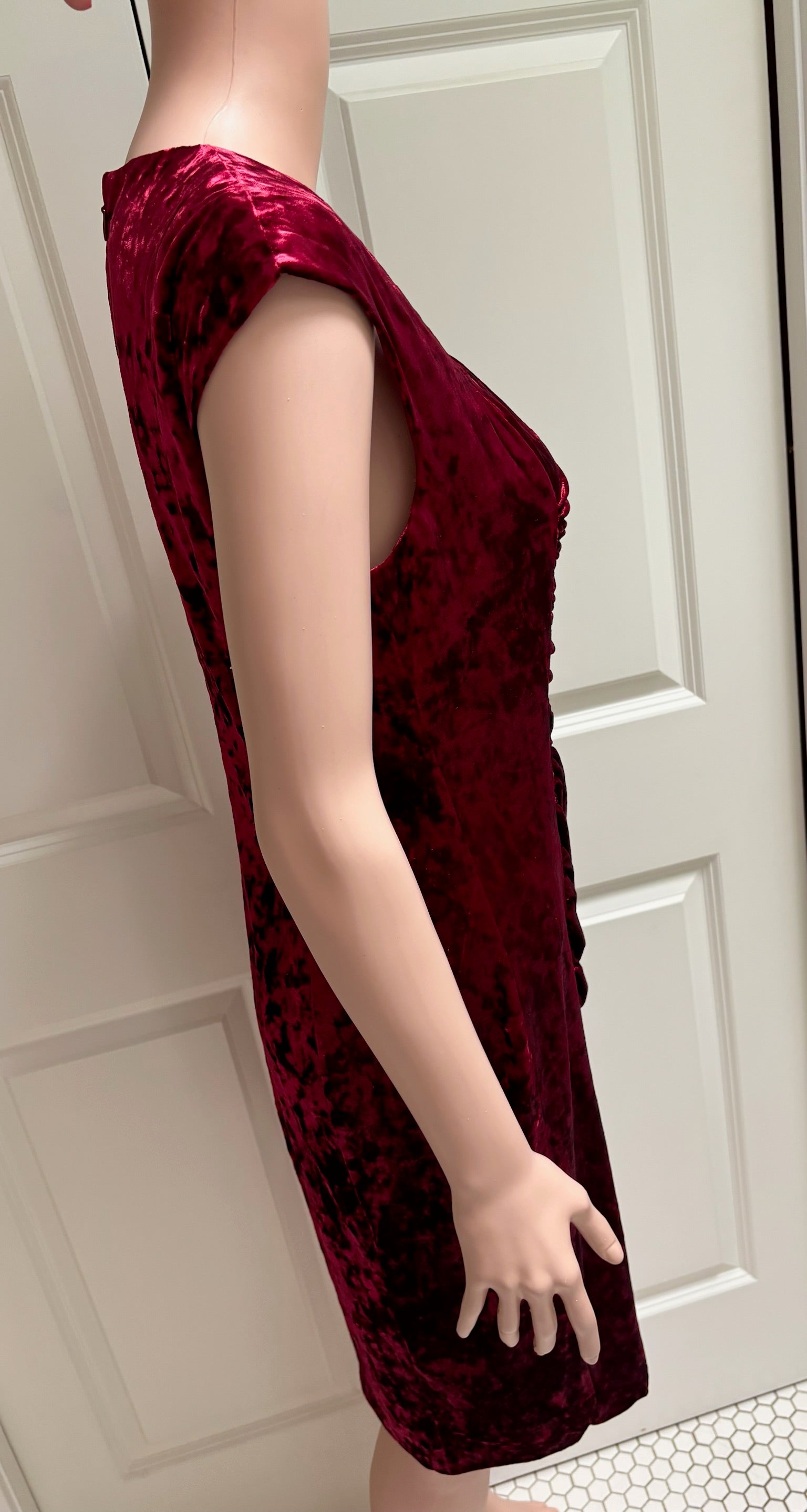 Burgundy Velvet Bodycon Dress