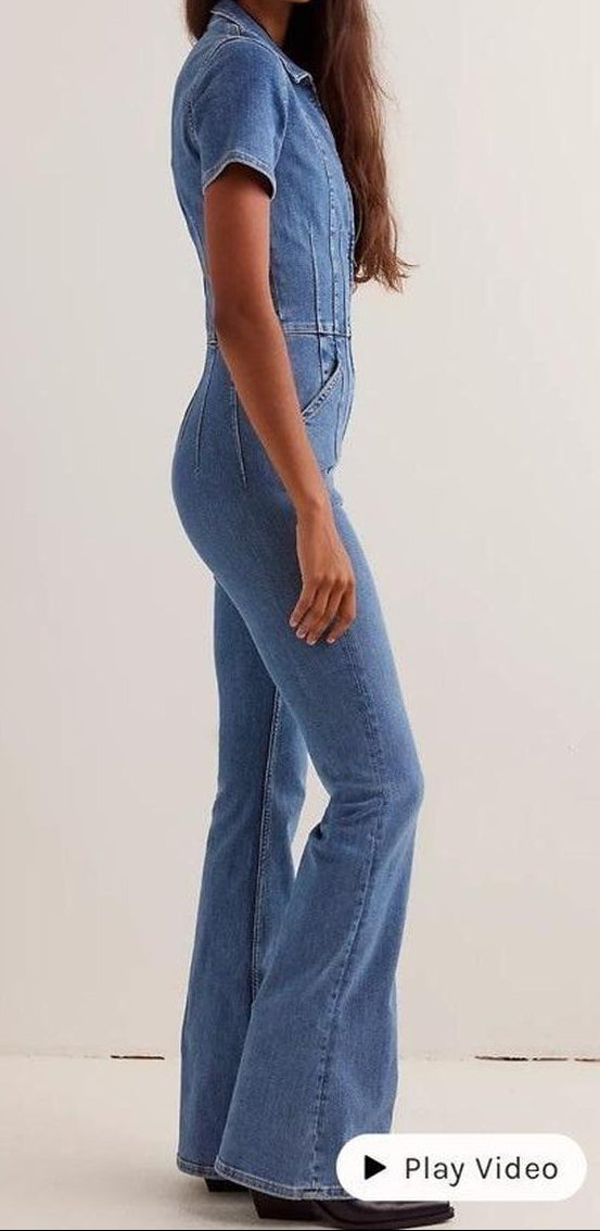Free People Denim Bootcut Jumpsuit