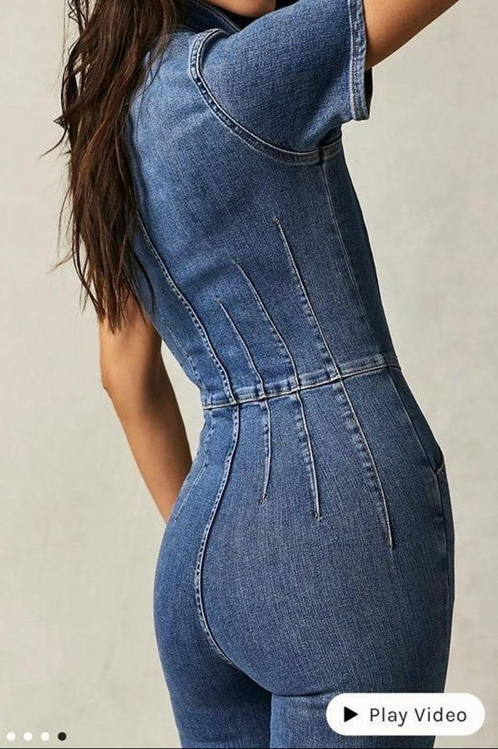 Free People Denim Bootcut Jumpsuit
