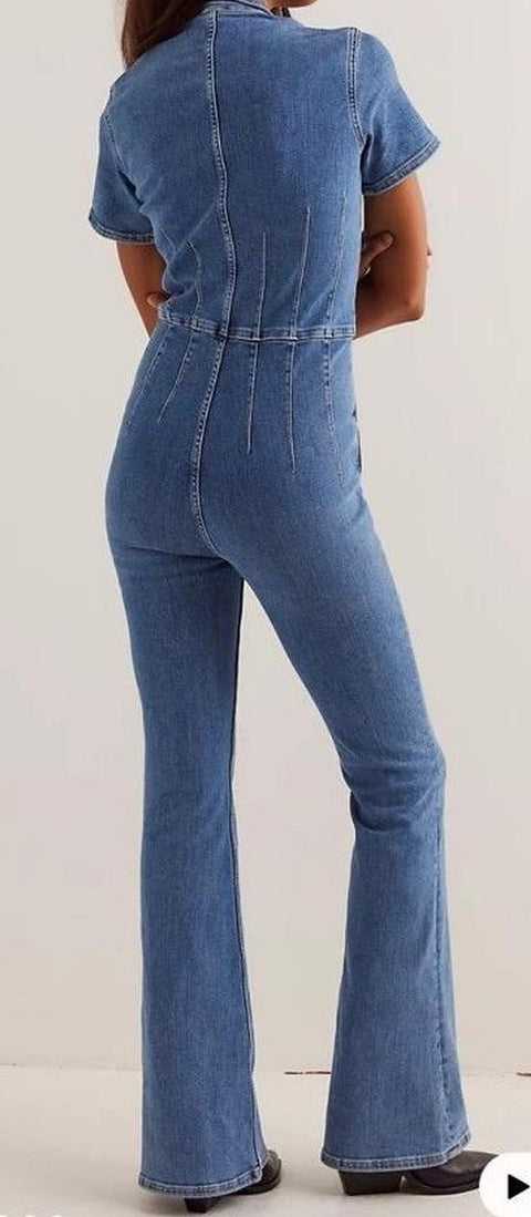 Free People Denim Bootcut Jumpsuit