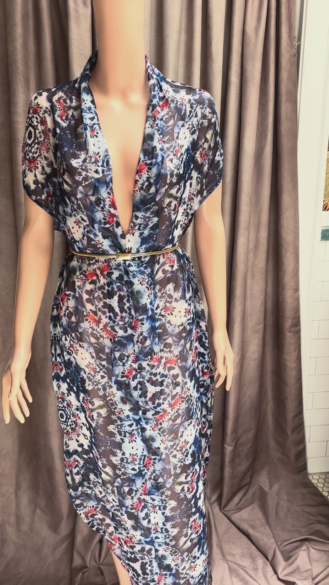 Blue Sheer Floral Muumuu