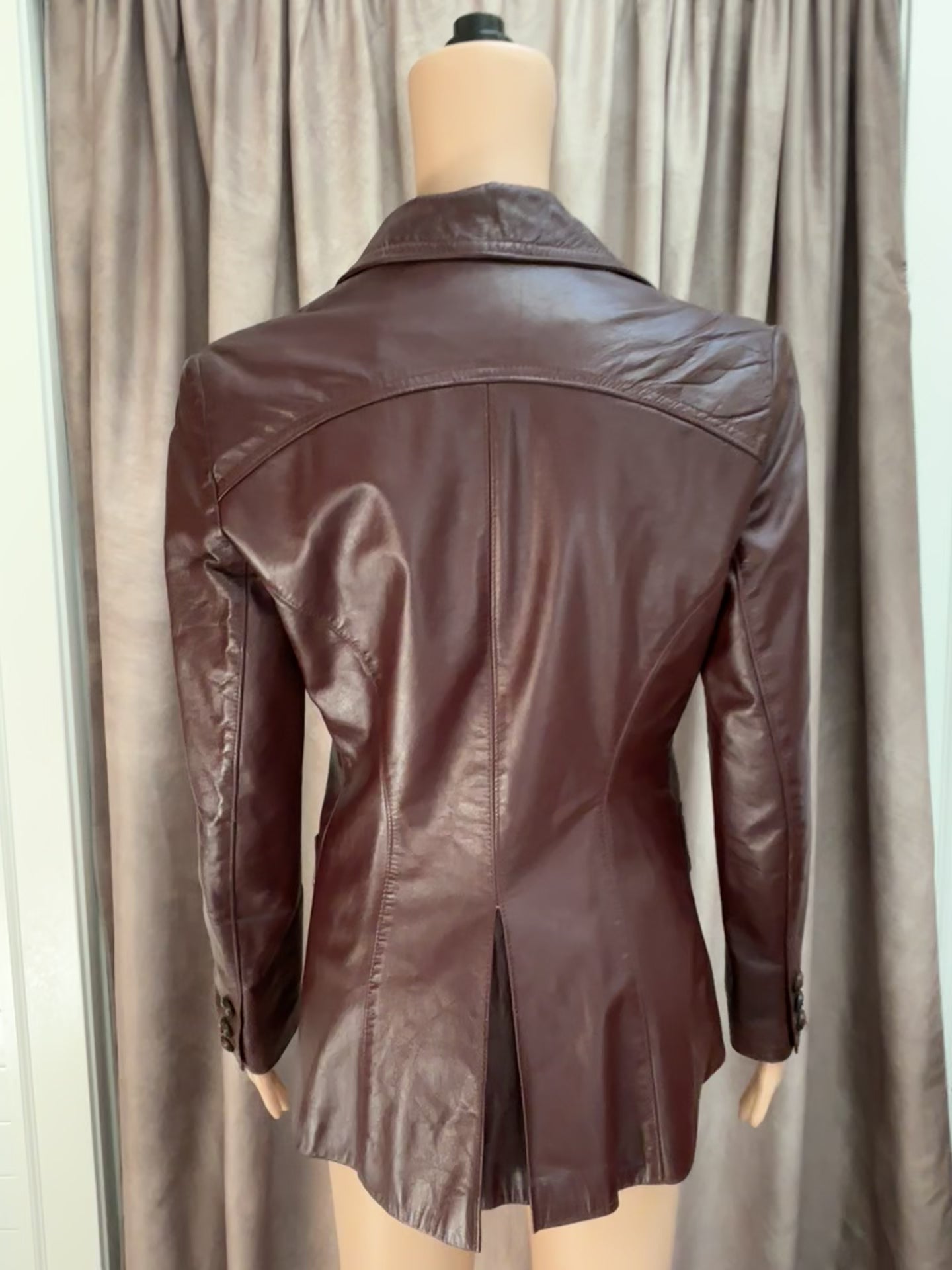 Etienne Aigner Burgundy Leather Blazer