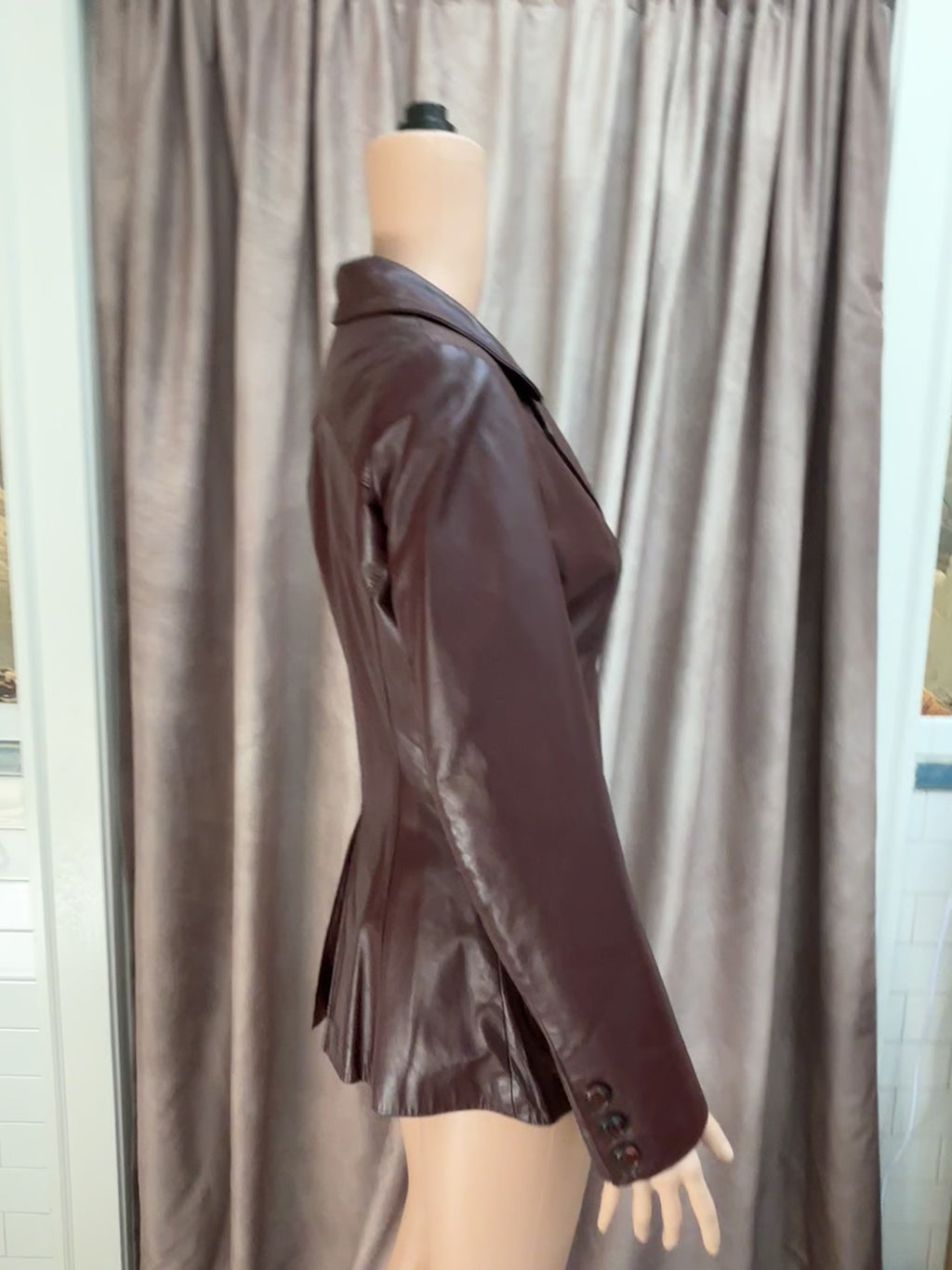 Etienne Aigner Burgundy Leather Blazer