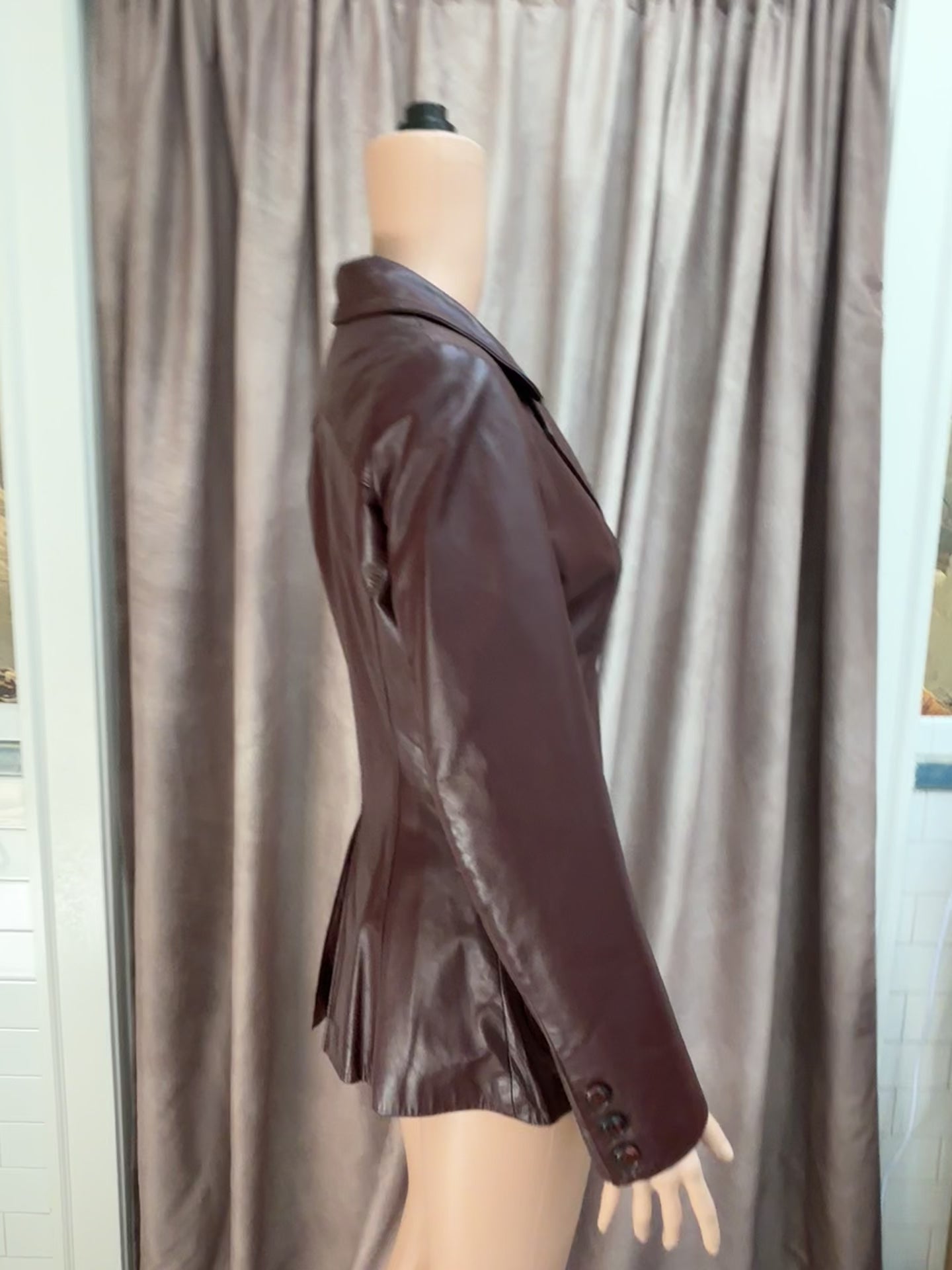 Etienne Aigner Burgundy Leather Blazer