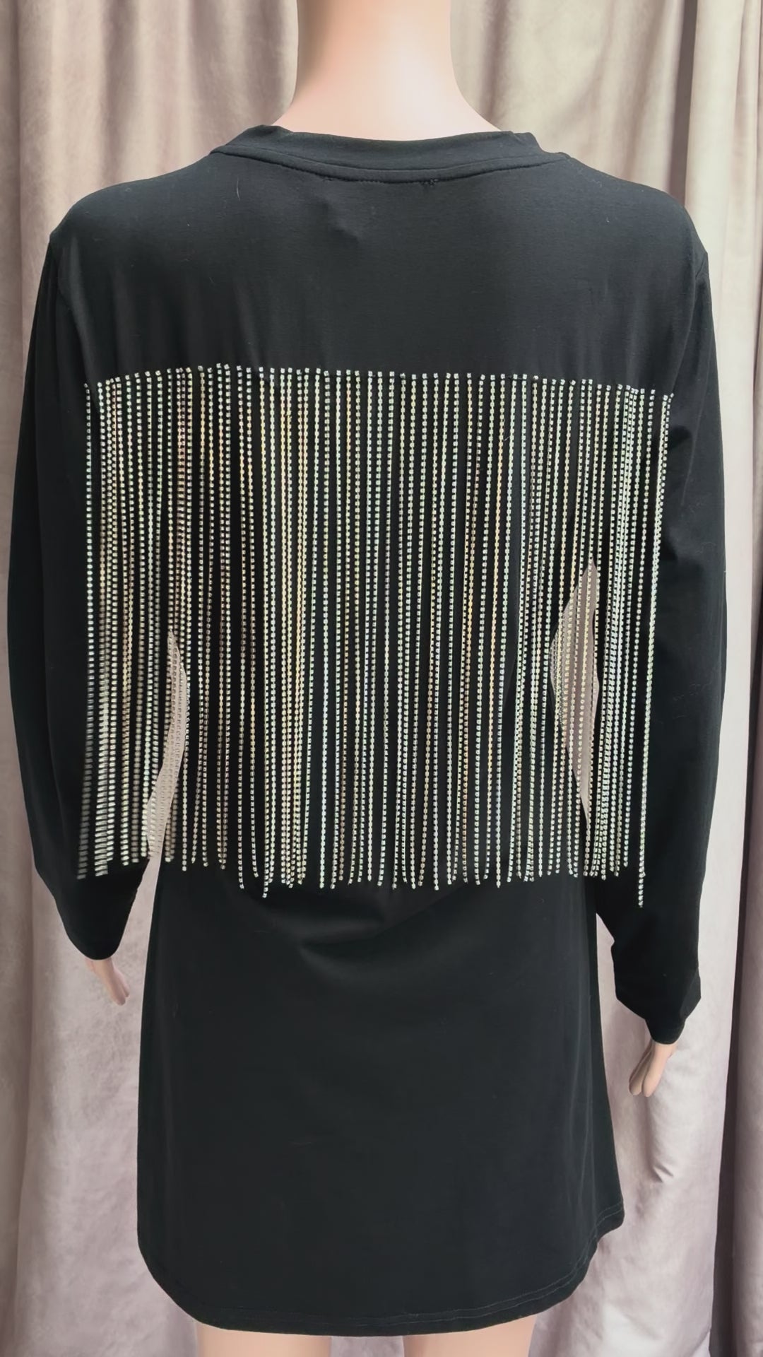 BADDEST rhinestone dress in black