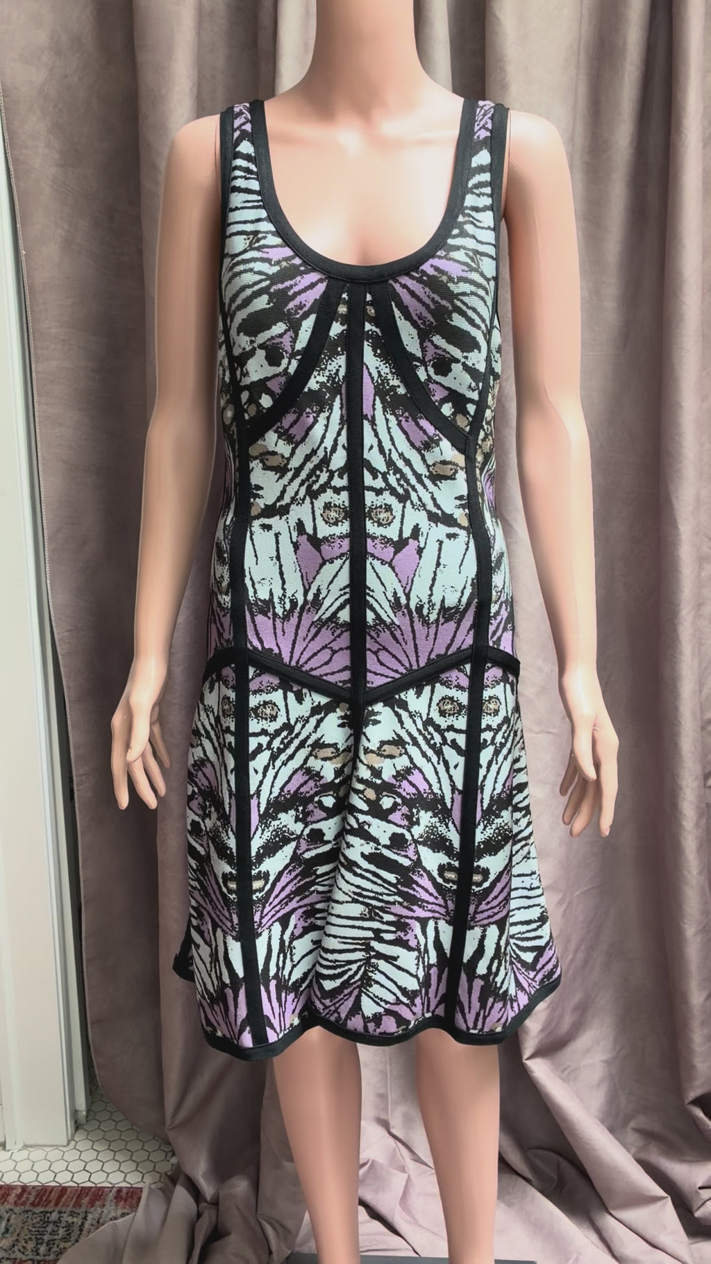 Vintage Y2K Butterfly Wing Bodycon Skater Dress | Cyber-Chic | Pastel Blue & Lilac